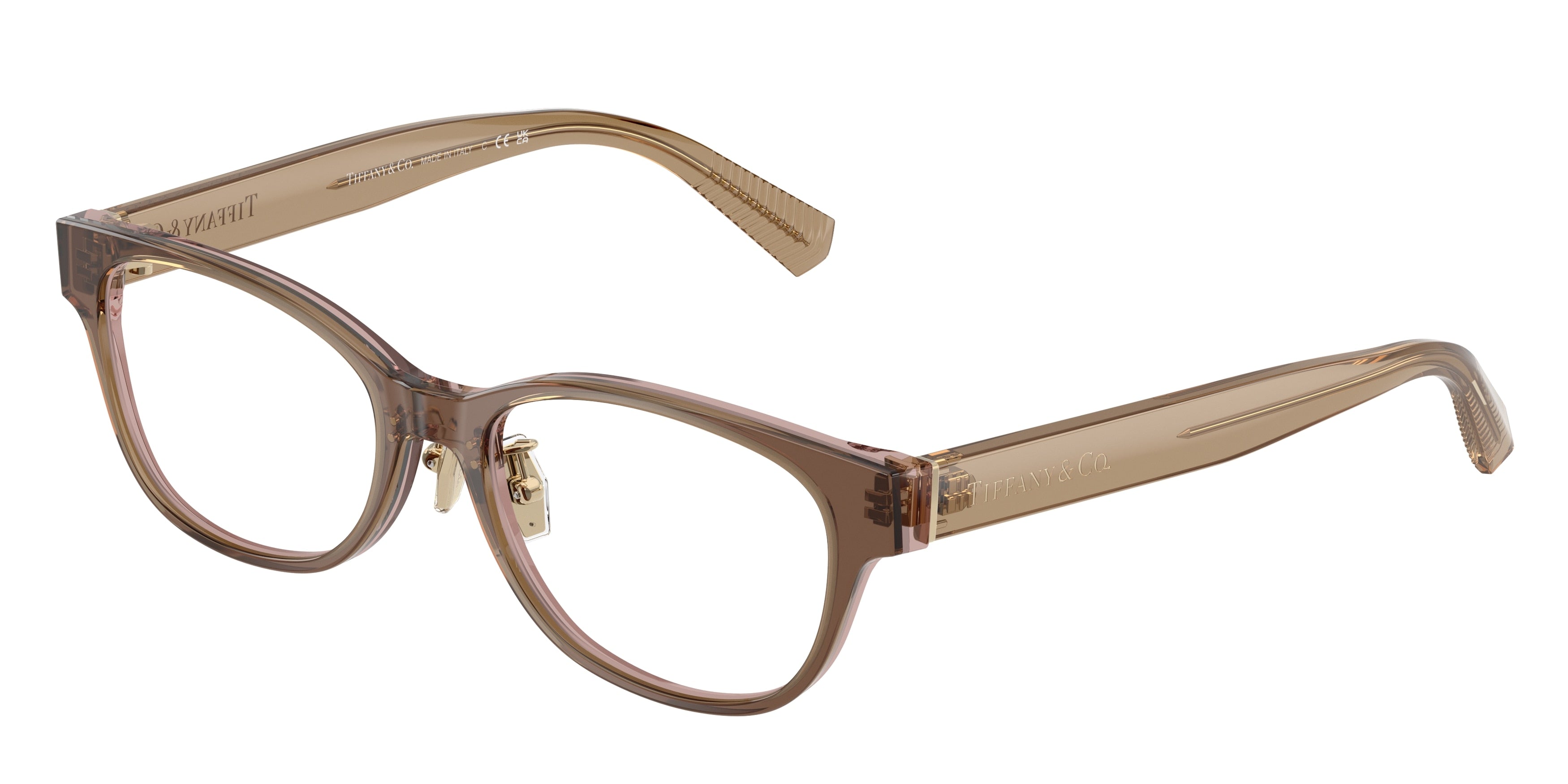 Tiffany TF2263D Pillow Eyeglasses  8255-Brown Transparent On Pink 53-140-17 - Color Map Brown