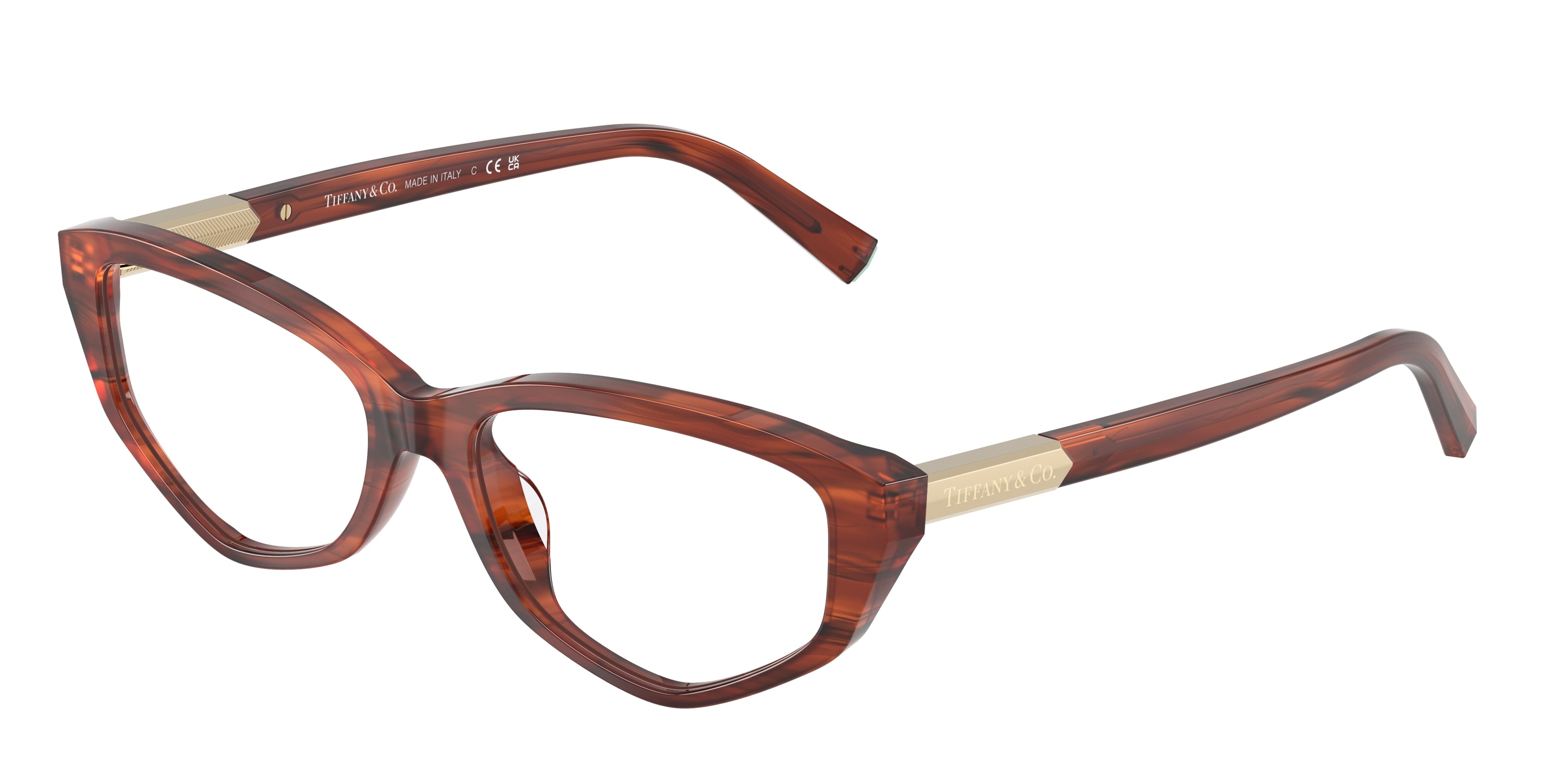 Tiffany TF2276 Irregular Eyeglasses  8440-Ruby Striped Havana 54-140-16 - Color Map Tortoise
