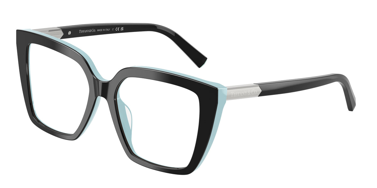 Tiffany TF2278 Square Eyeglasses for Women — Free Shipping - 53-140-16 / 8055-Black On Tiffany Blue