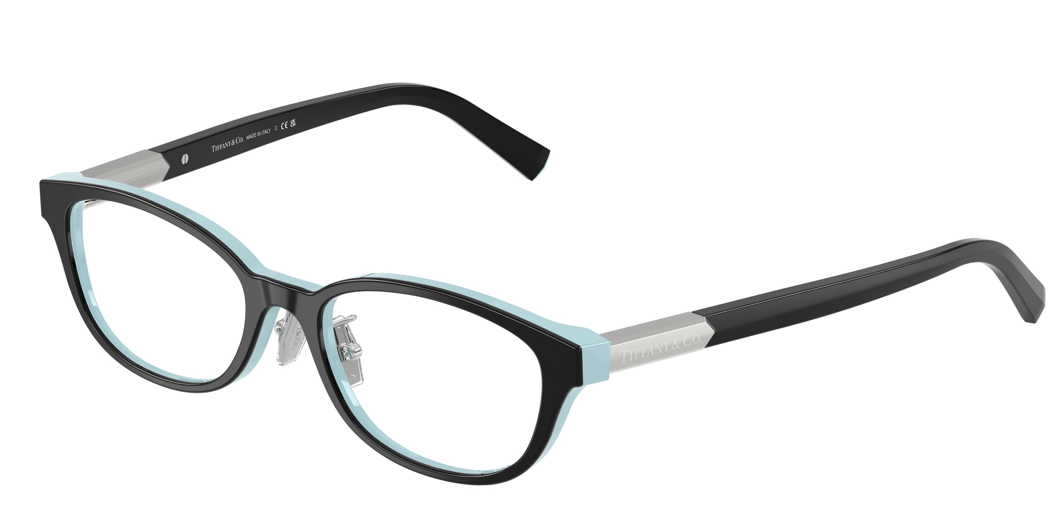 Tiffany TF2280D Pillow Eyeglasses  8055-Black On Tiffany Blue 51-140-17 - Color Map Black
