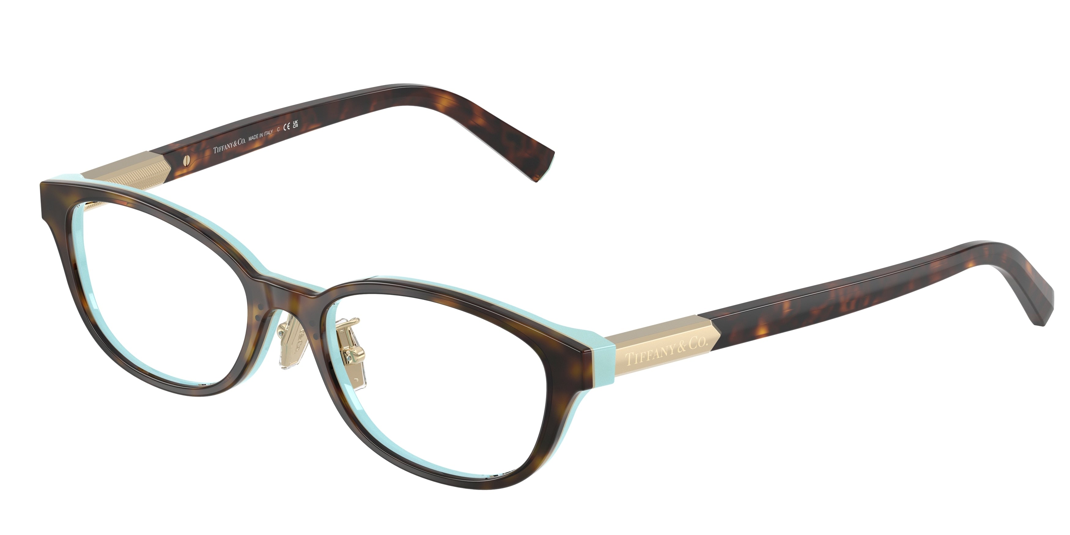 Tiffany TF2280D Pillow Eyeglasses  8134-Havana On Tiffany Blue 51-140-17 - Color Map Brown