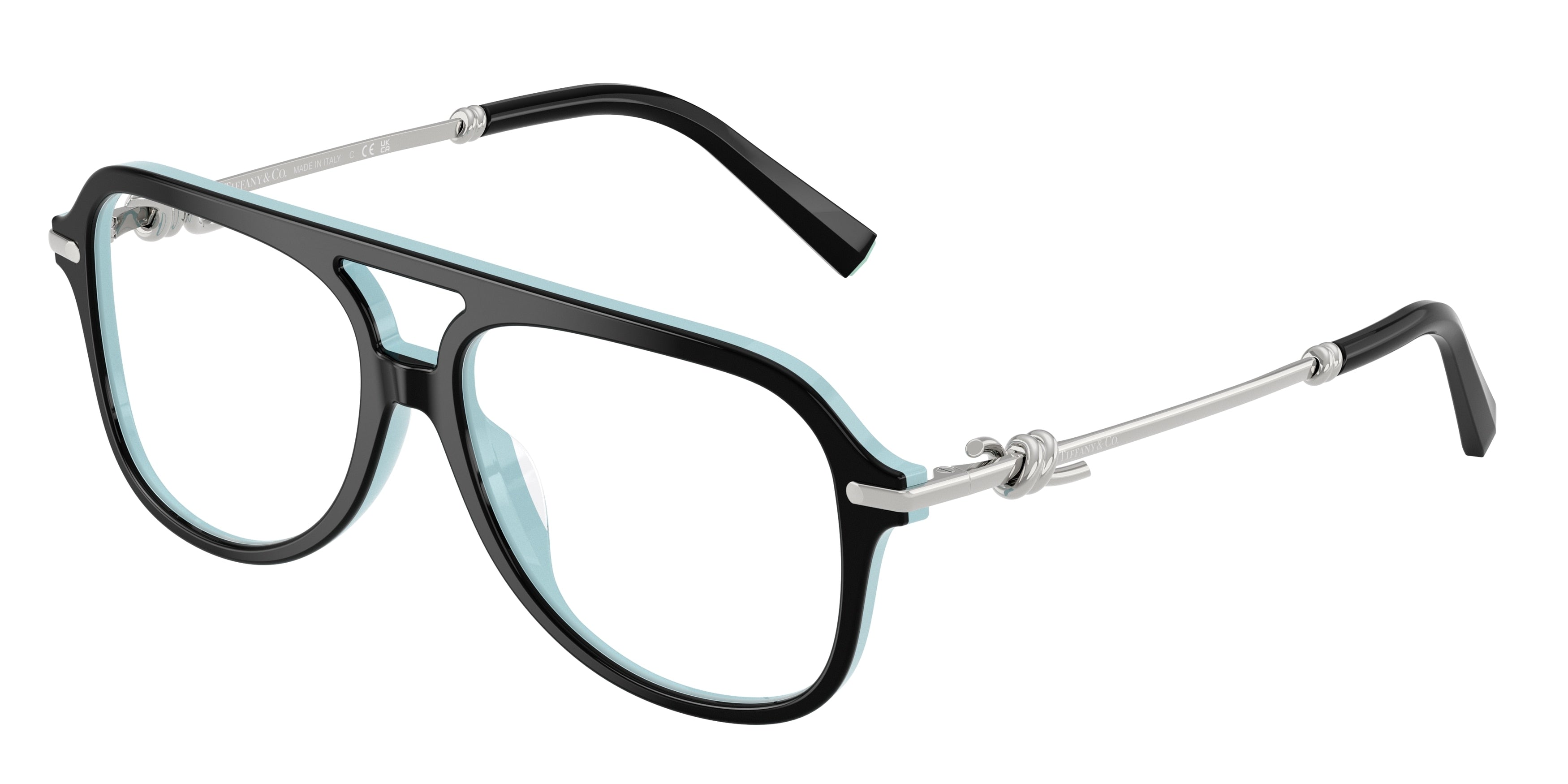 Tiffany TF2283 Pilot Eyeglasses  8055-Black On Tiffany Blue 54-145-15 - Color Map Black