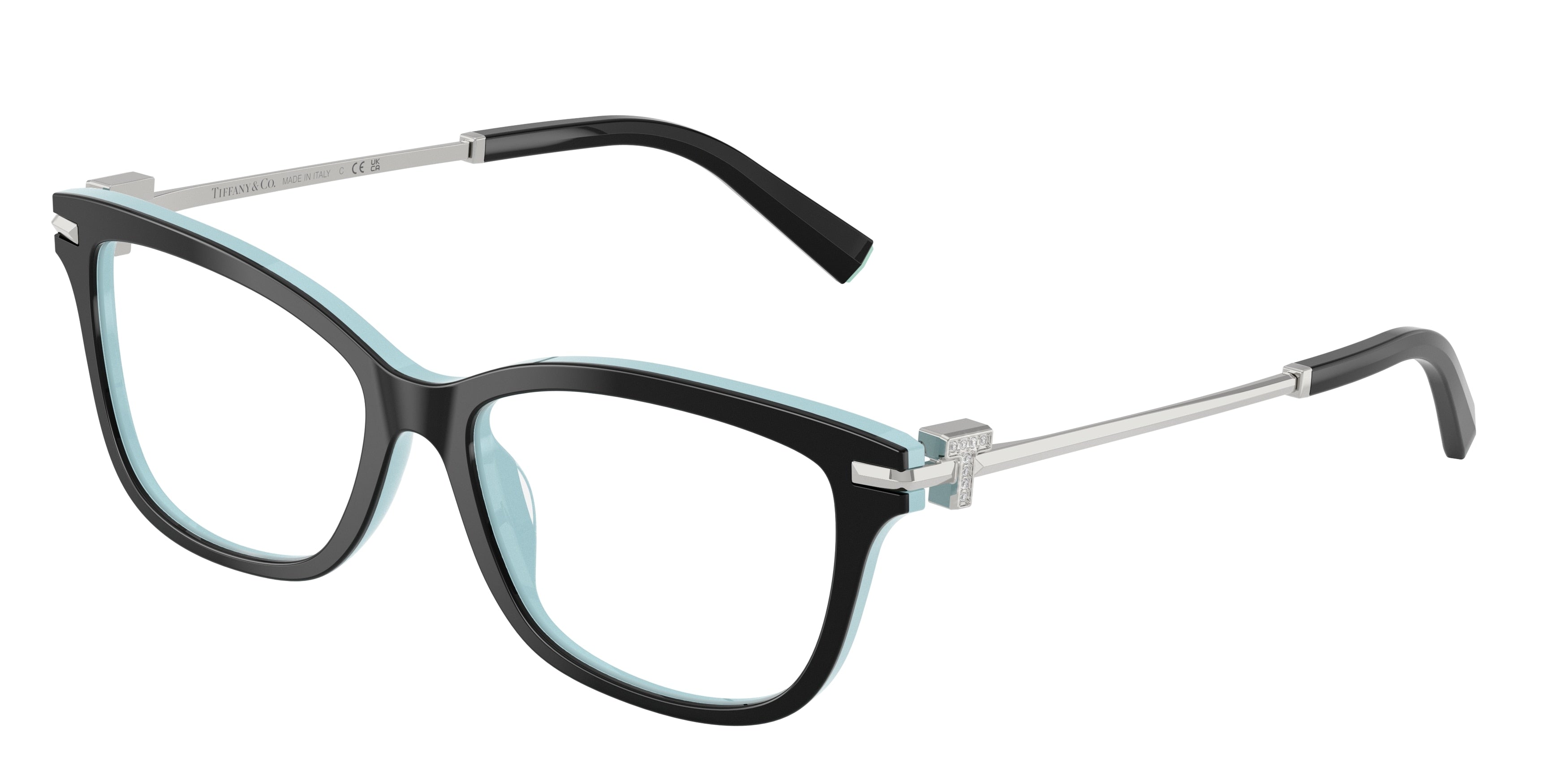 Tiffany TF2288BF Pillow Eyeglasses  8055-Black On Tiffany Blue 53-140-16 - Color Map Black