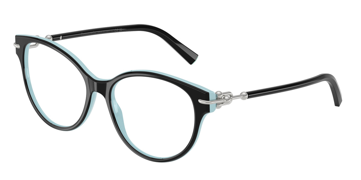 Tiffany TF2289F Cat Eye Eyeglasses  8055-Black On Tiffany Blue 53-140-16 - Color Map Black