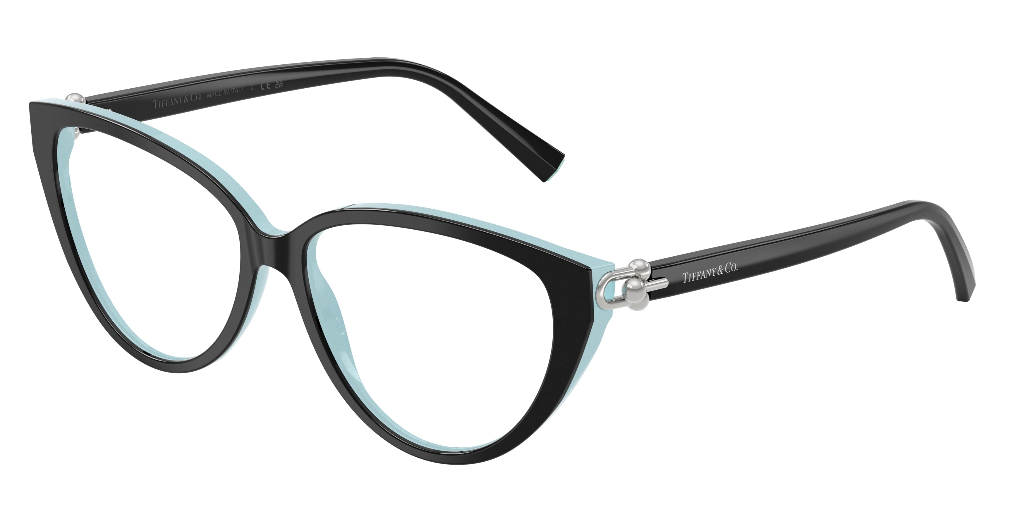 Tiffany TF2292F Cat Eye Eyeglasses  8055-Black On Tiffany Blue 55-140-15 - Color Map Black