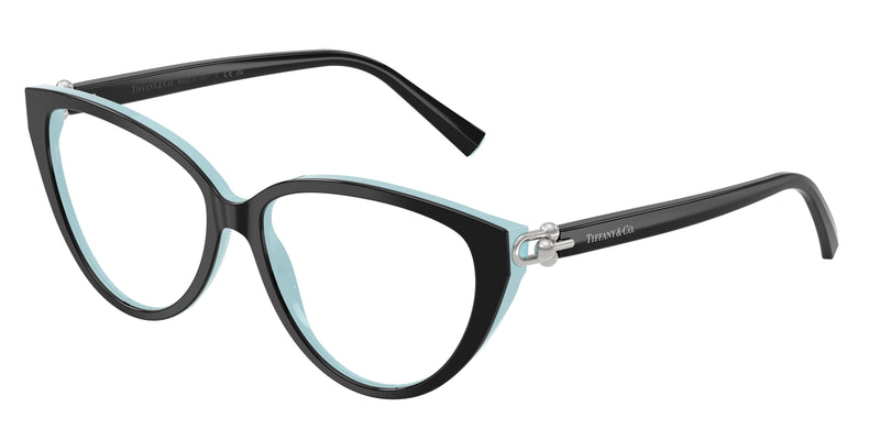 Tiffany TF2292F Cat Eye Eyeglasses  8055-Black On Tiffany Blue 55-140-15 - Color Map Black