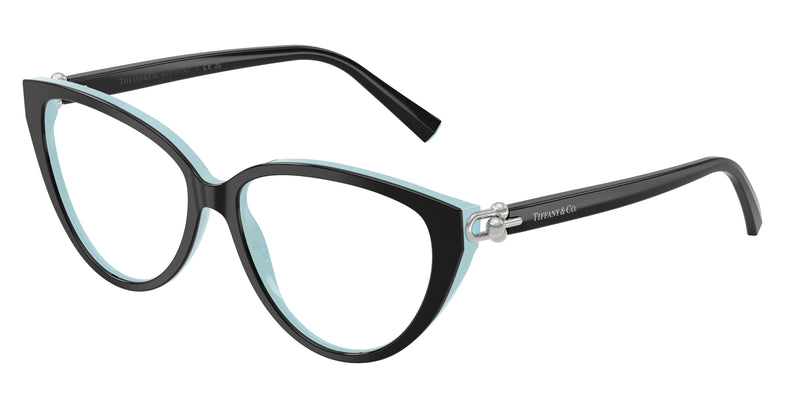 Tiffany TF2292 Cat Eye Eyeglasses  8055-Black On Tiffany Blue 57-140-15 - Color Map Black
