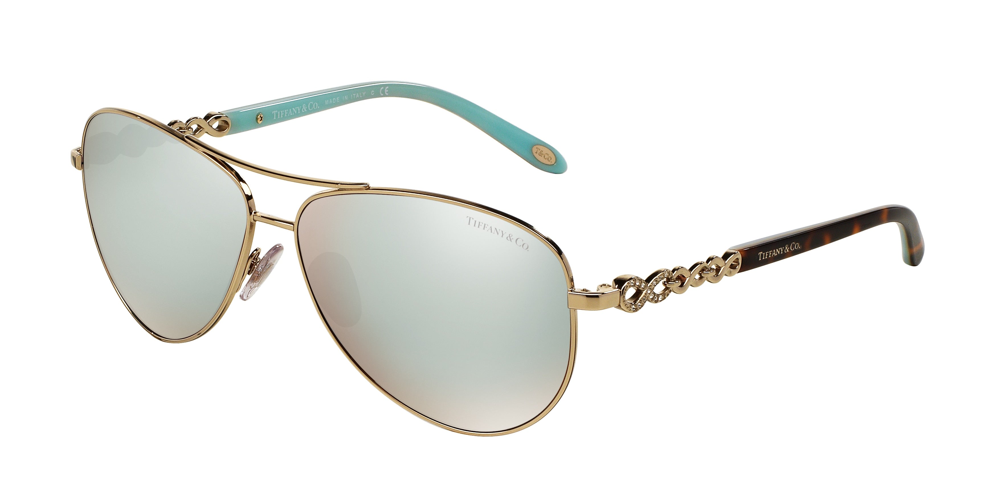 Tiffany TF3049B Pilot Sunglasses  609164-Pale Gold 58-140-12 - Color Map Gold