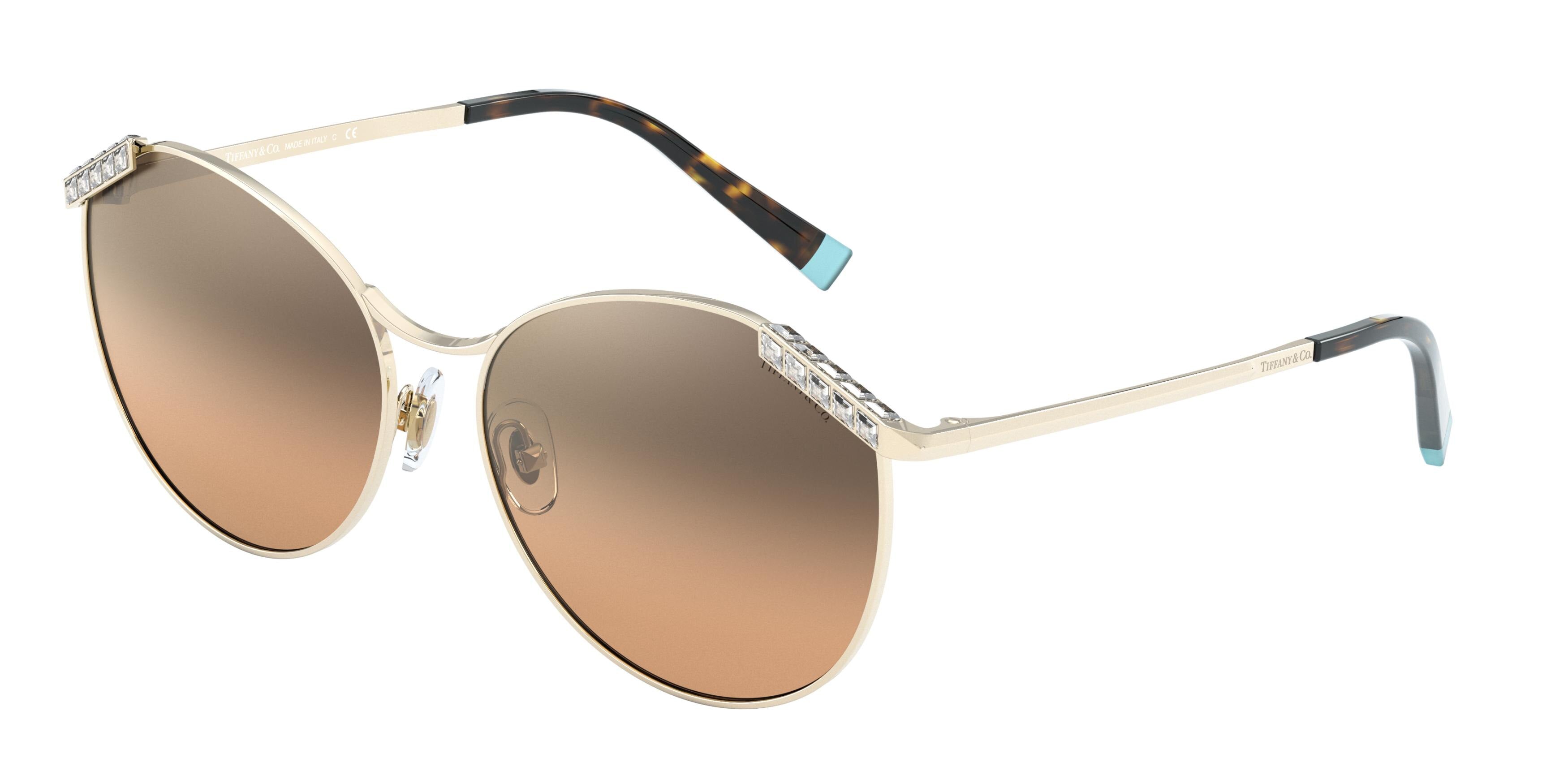 Tiffany TF3073B Round Sunglasses  60213B-Pale Gold 59-140-16 - Color Map Gold