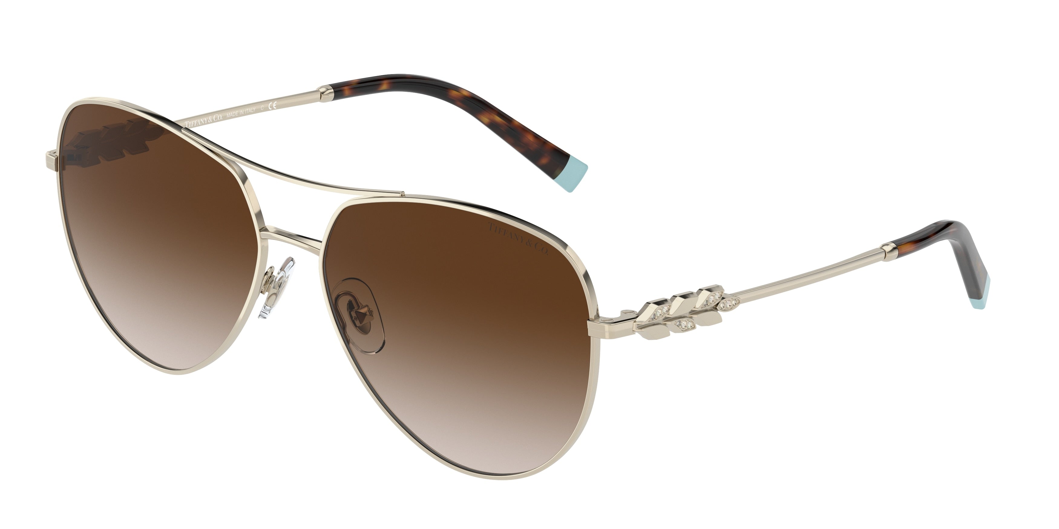 Tiffany TF3083B Pilot Sunglasses  60213B-Pale Gold 59-140-15 - Color Map Gold