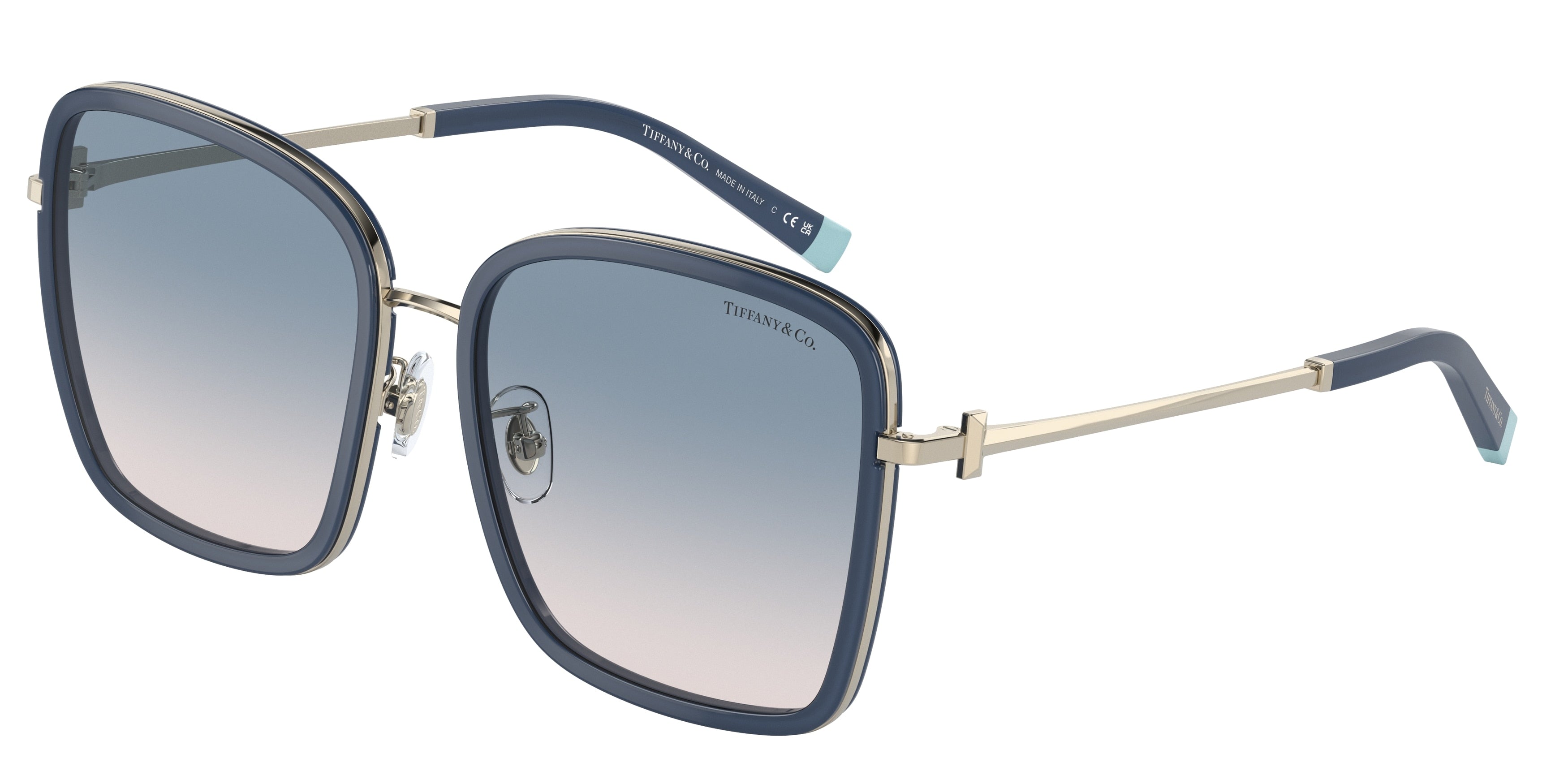 Tiffany TF3087D Square Sunglasses  616916-Opal Blue 59-145-18 - Color Map Blue