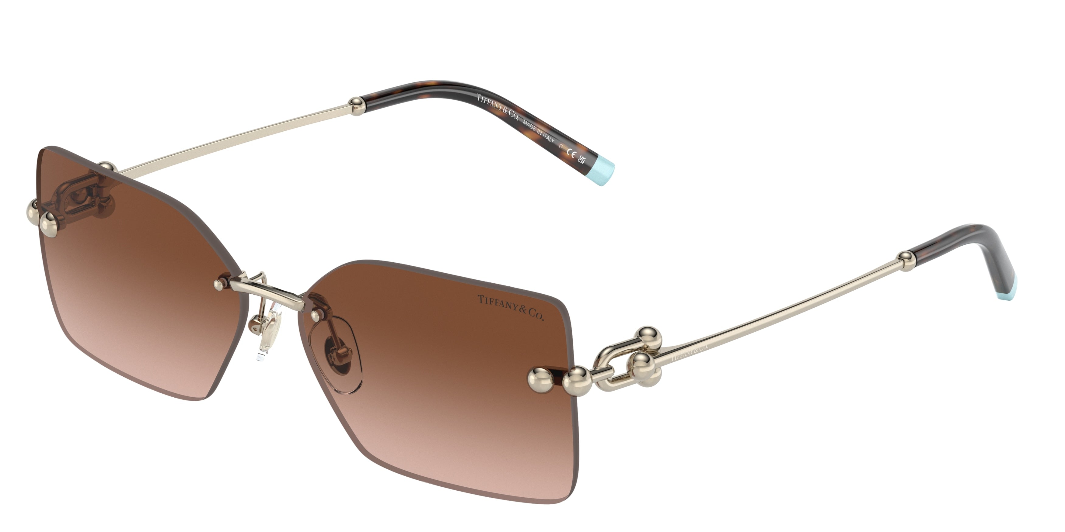 Tiffany TF3088 Rectangle Sunglasses  61773B-Pale Gold 59-130-14 - Color Map Gold