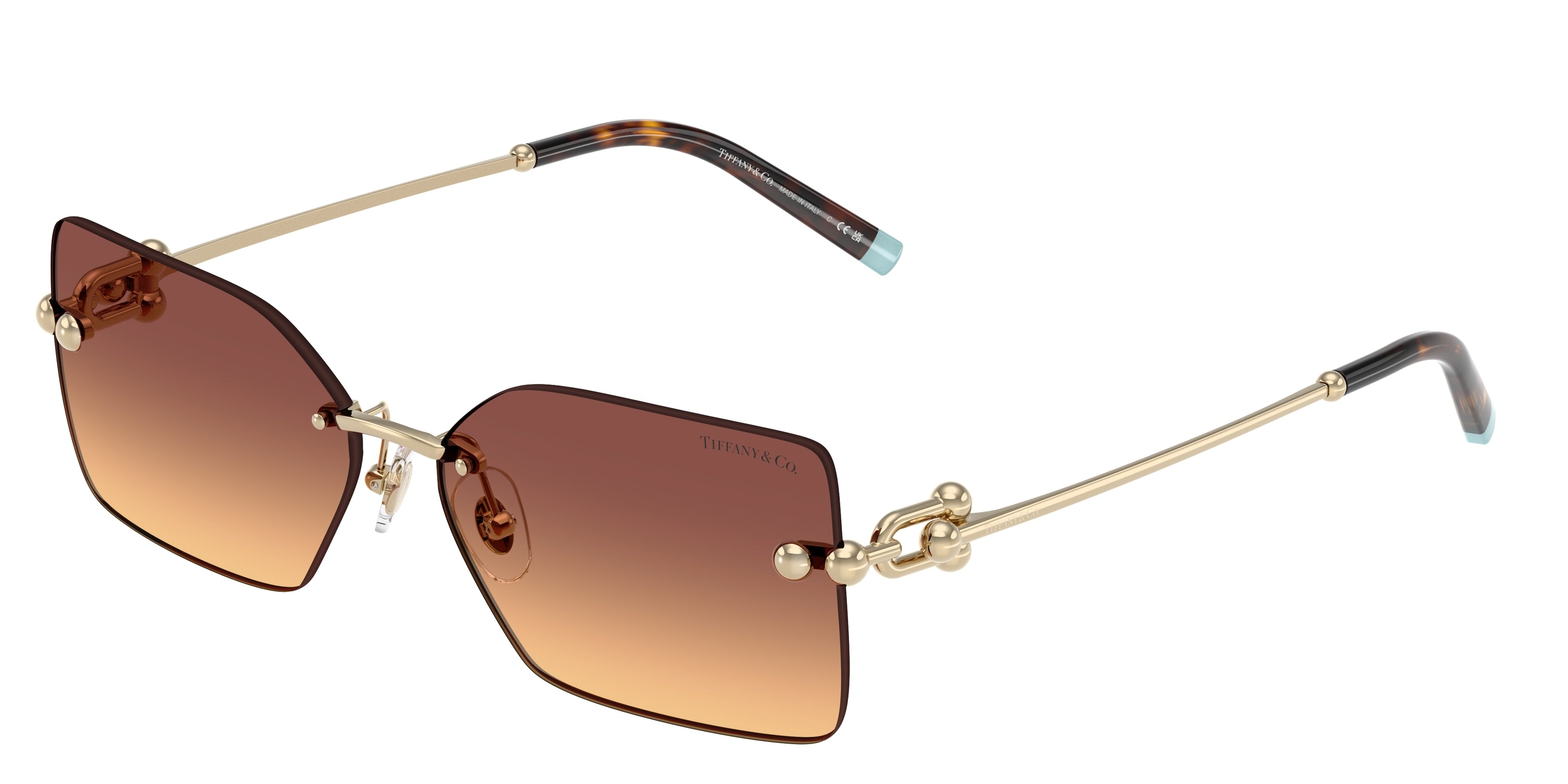 Tiffany TF3088 Rectangle Sunglasses  618978-Pale Gold 59-130-14 - Color Map Gold