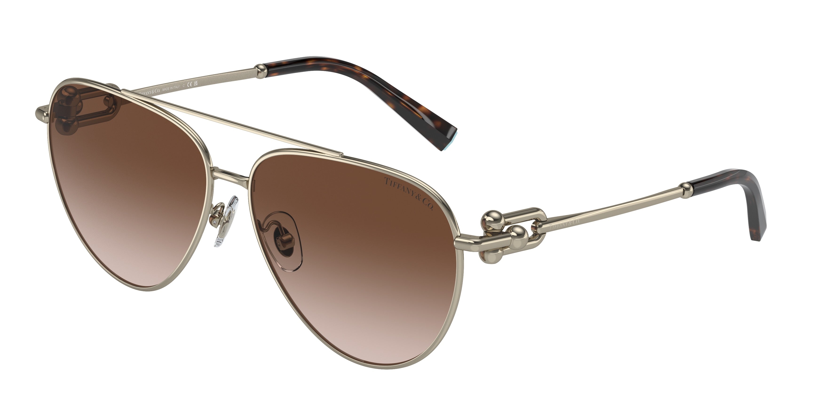 Tiffany TF3092 Pilot Sunglasses  60213B-Pale Gold 59-140-13 - Color Map Gold