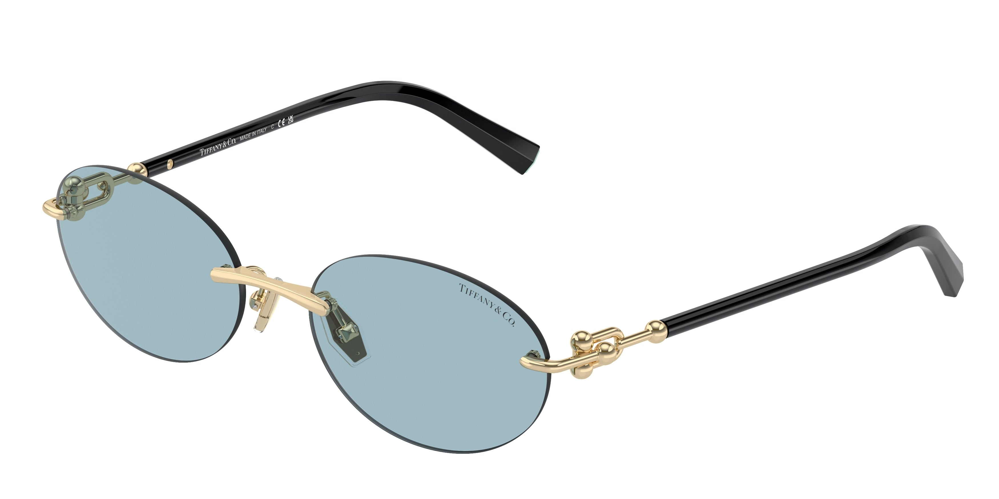 Tiffany TF3104D Oval Sunglasses  602180-Pale Gold 56-140-18 - Color Map Gold
