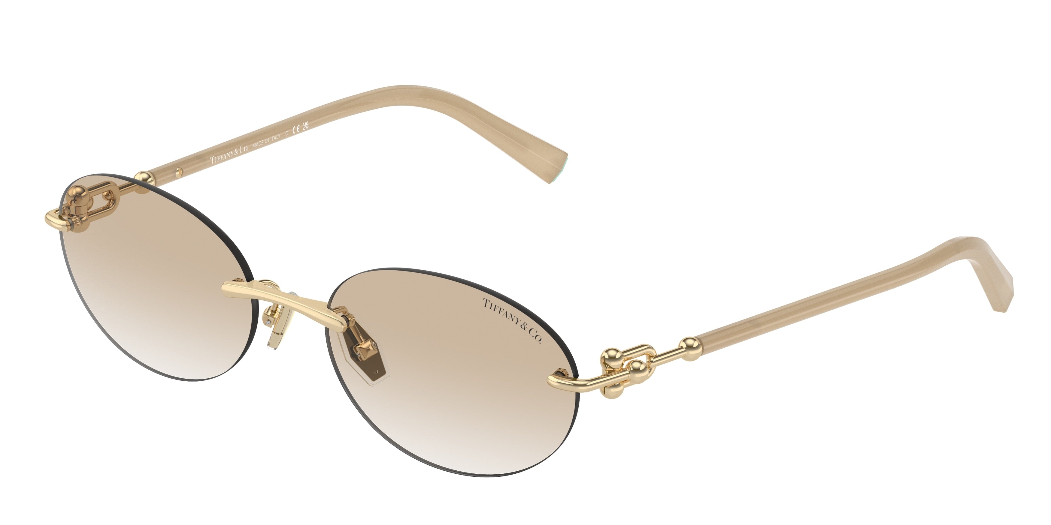Tiffany TF3104D Oval Sunglasses  617811-Pale Gold 56-140-18 - Color Map Gold
