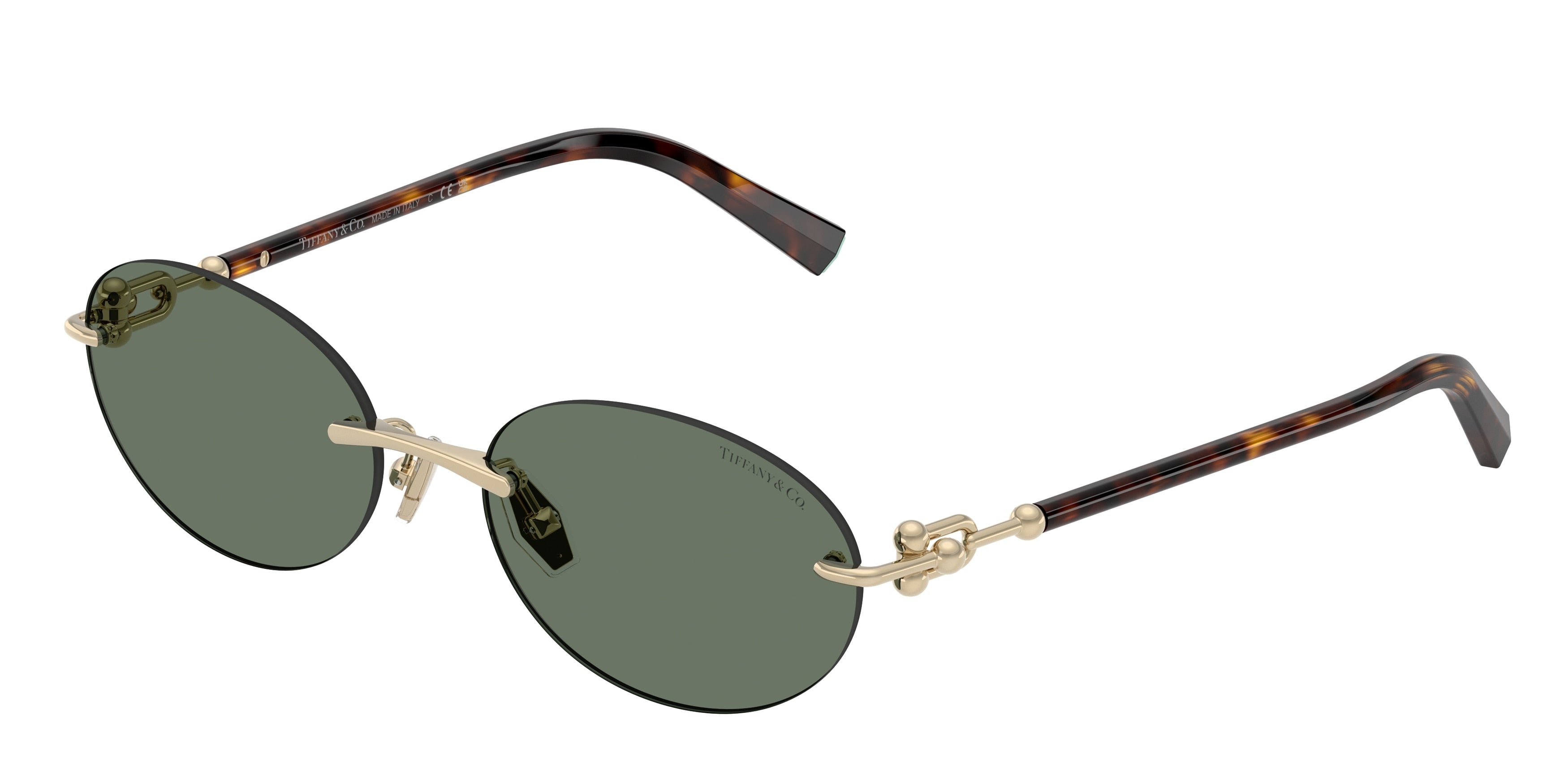 Tiffany TF3104D Oval Sunglasses  623882-Pale Gold 56-140-18 - Color Map Gold