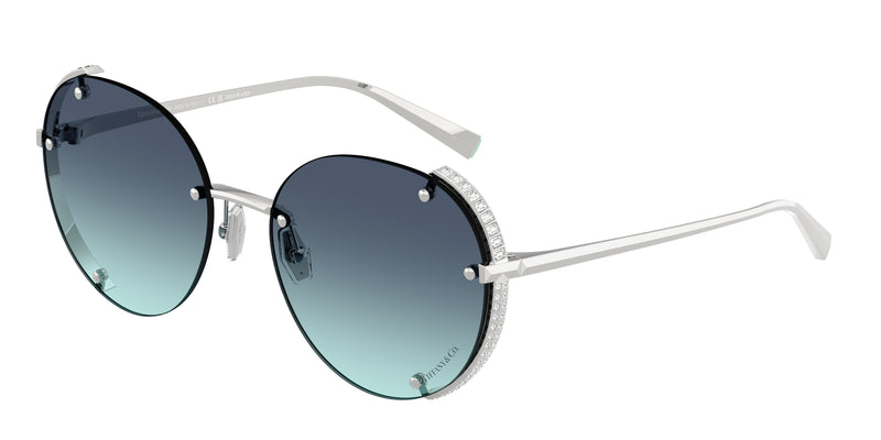 Tiffany TF3110KB Round Sunglasses  62139S-Silver Gold Plated 57-140-18 - Color Map Silver