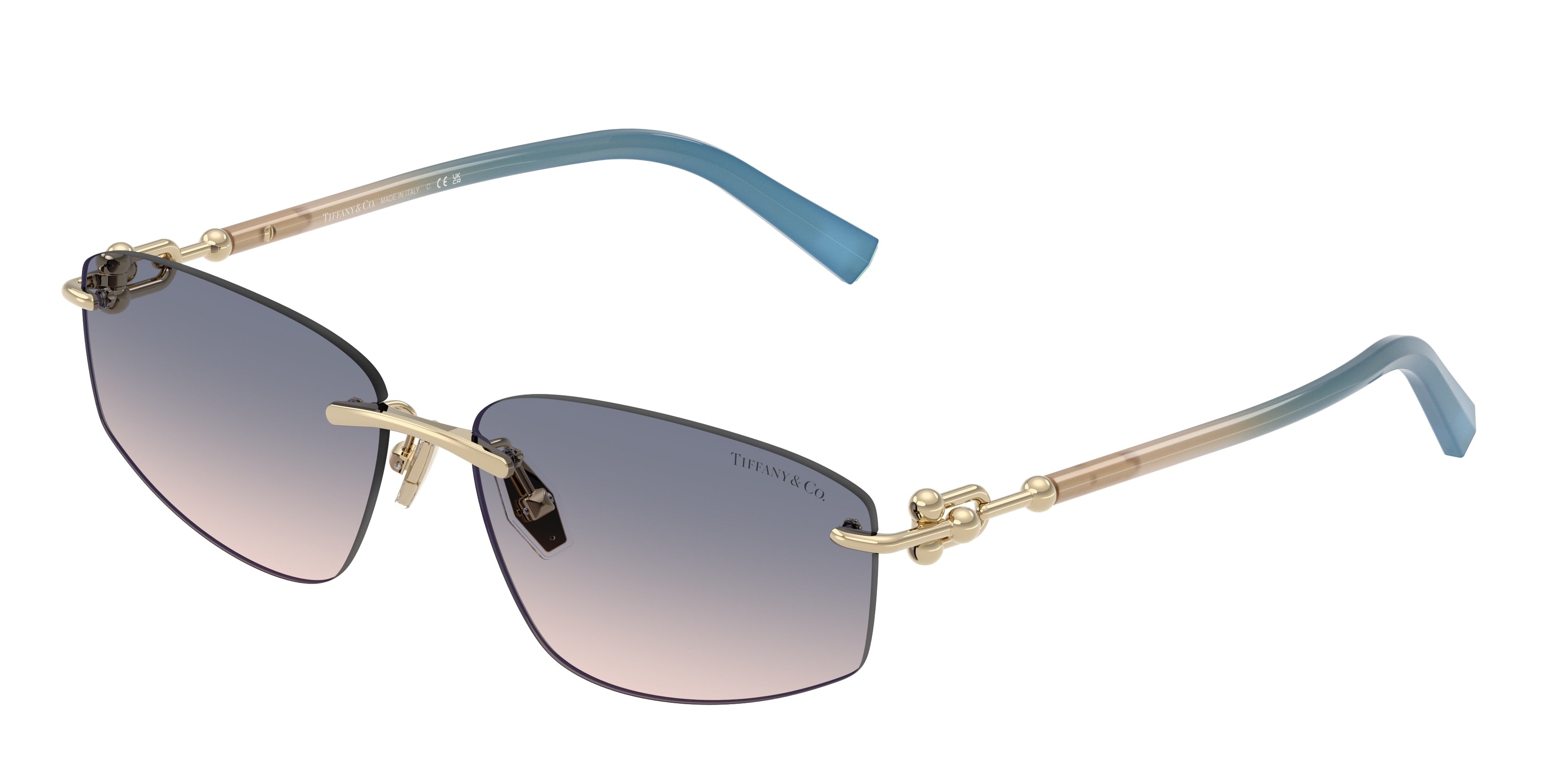 Tiffany TF3114 Irregular Sunglasses  619116-Pale Gold 59-140-15 - Color Map Gold