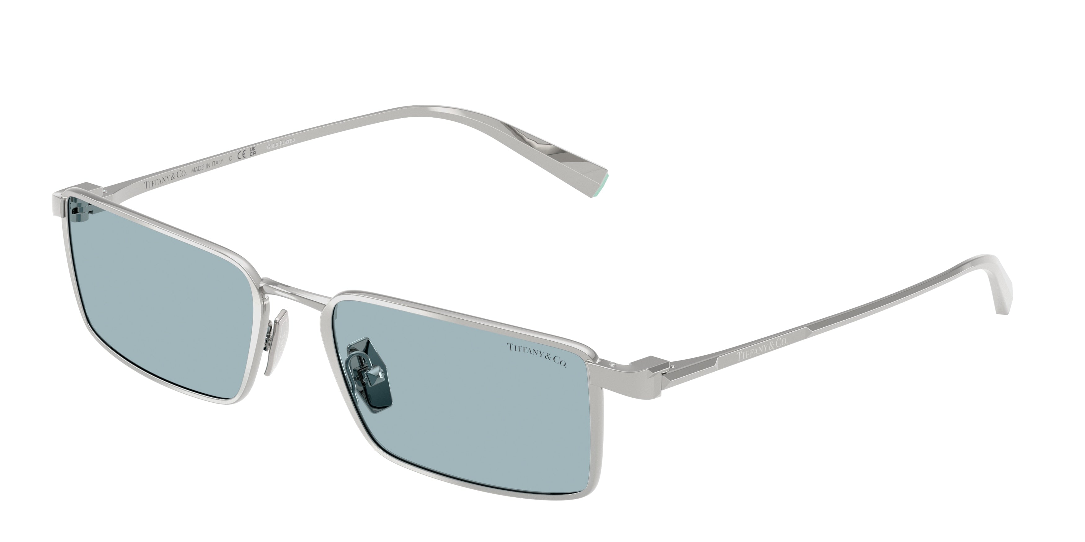Tiffany TF3121KB Rectangle Sunglasses  623756-Silver Gold Plated 55-140-18 - Color Map Silver
