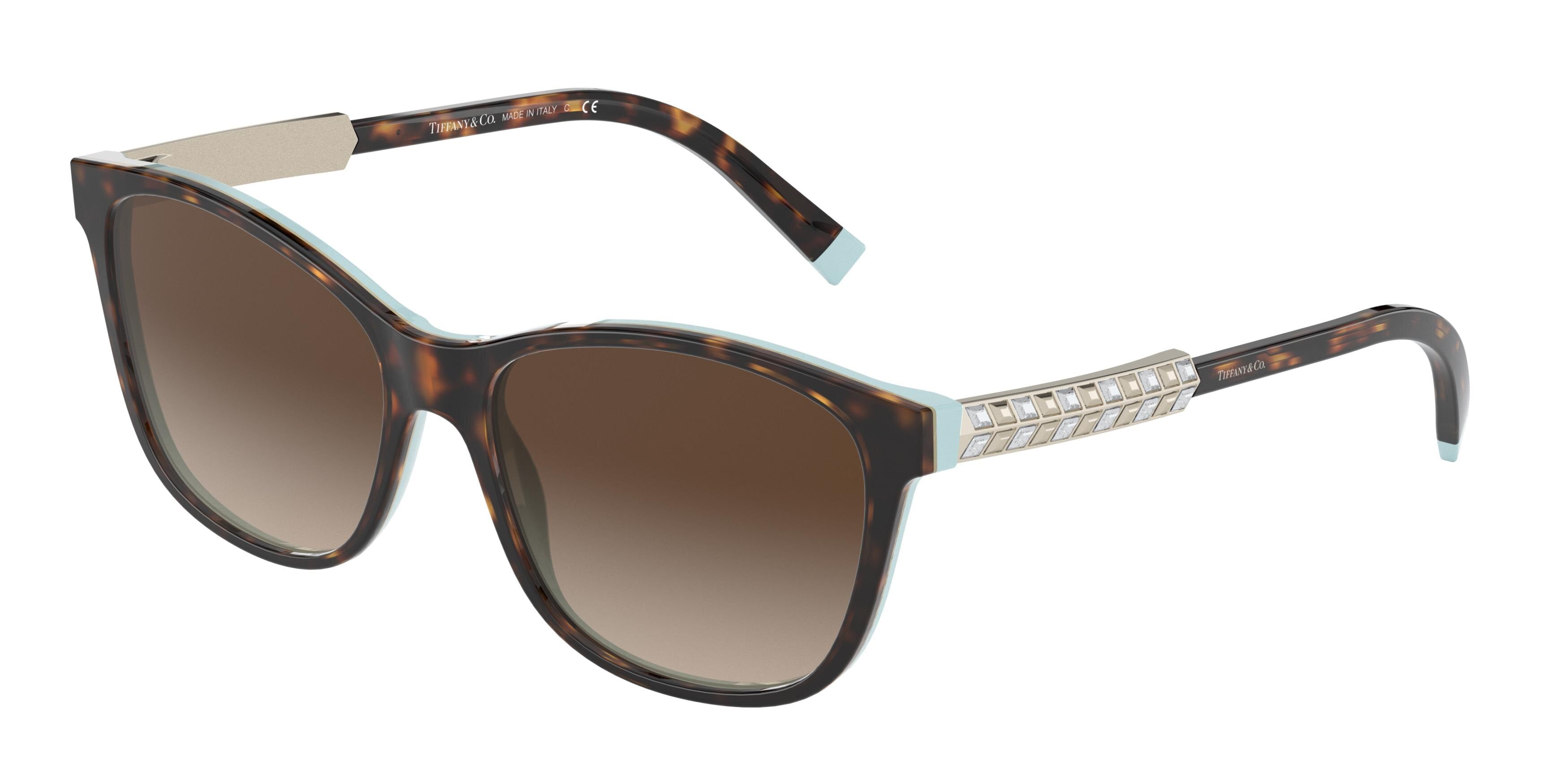 Tiffany TF4174BF Pillow Sunglasses  81343B-Havana On Tiffany Blue 56-140-16 - Color Map Brown