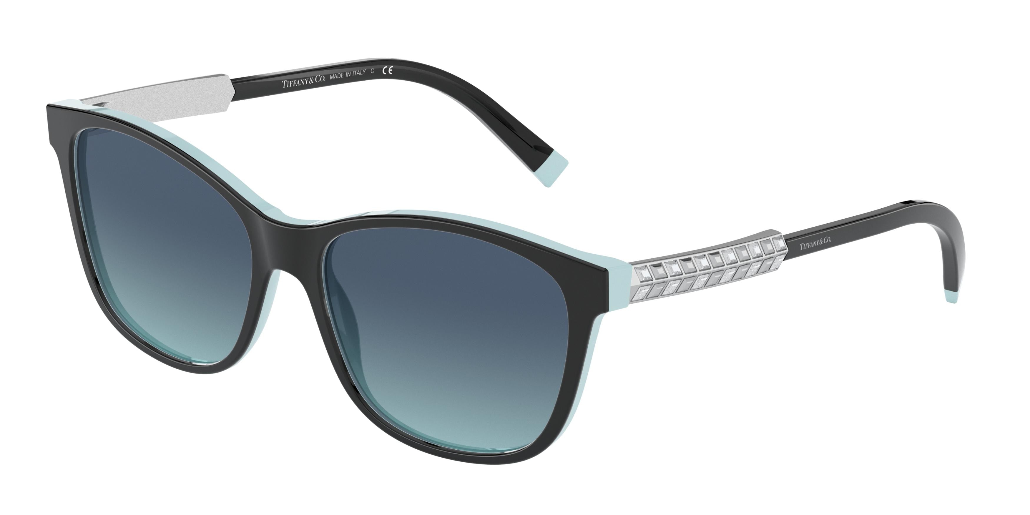 Tiffany TF4174B Pillow Sunglasses  80559S-Black On Tiffany Blue 56-140-16 - Color Map Black