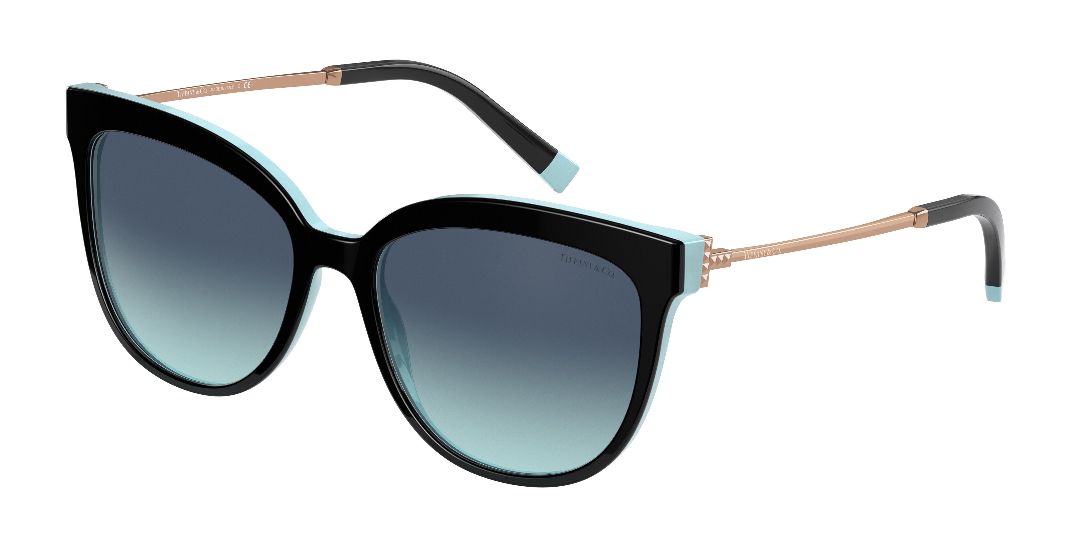 Tiffany TF4176 Cat Eye Sunglasses  80559S-Black On Tiffany Blue 55-140-17 - Color Map Black