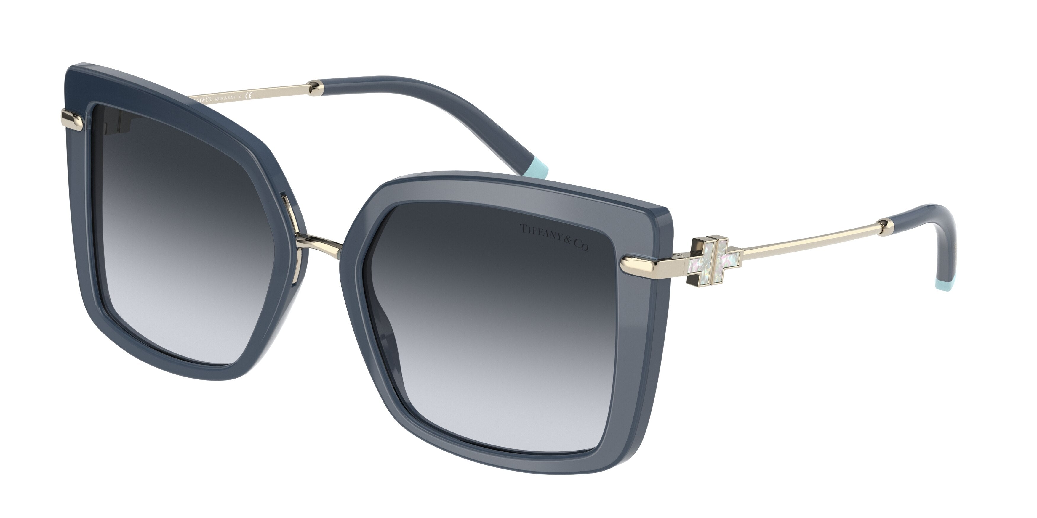 Tiffany TF4185 Square Sunglasses  83310O-Blue On Dark Blue Transparent 54-140-19 - Color Map Blue