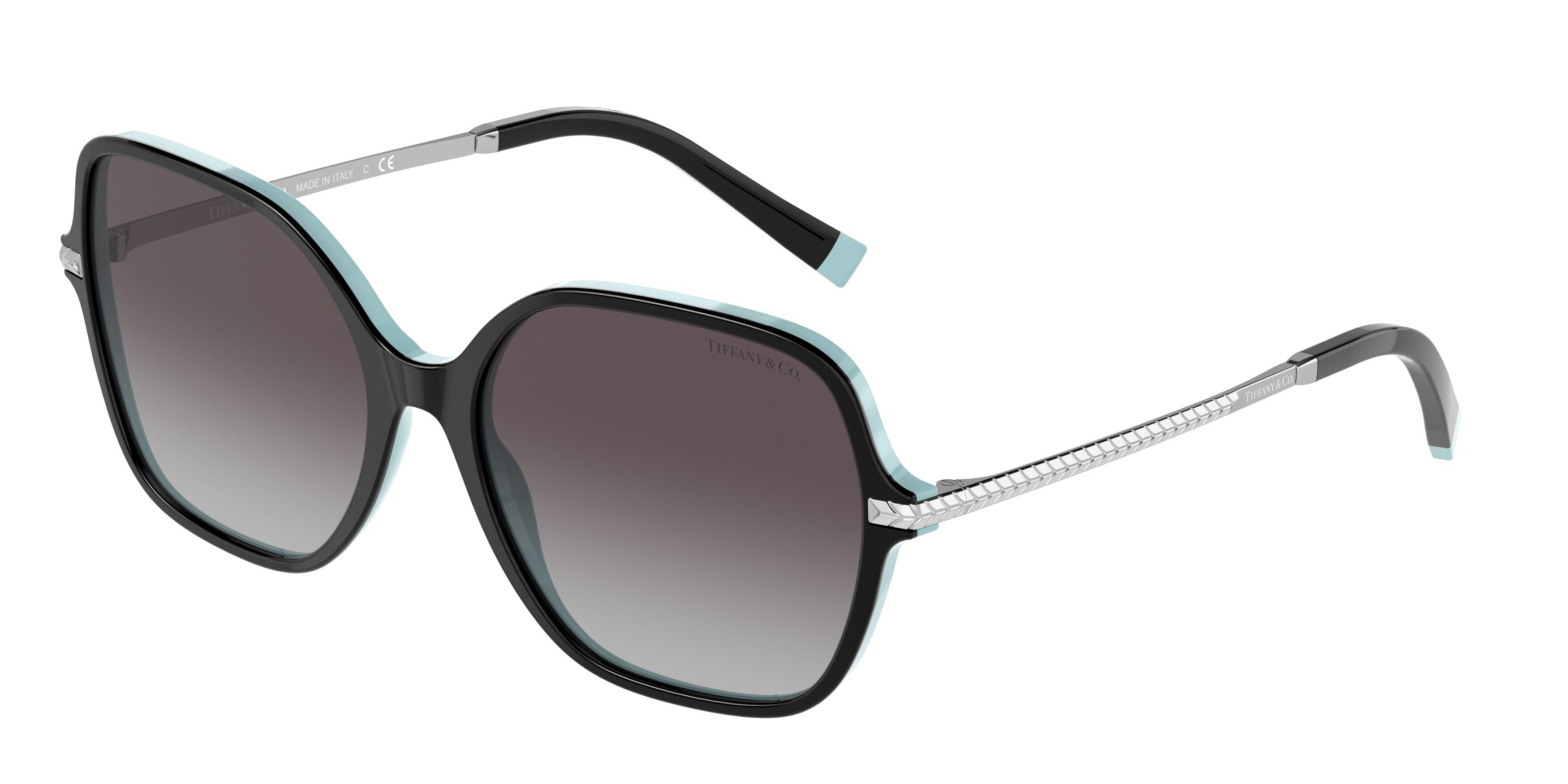 Tiffany TF4191 Pillow Sunglasses  80553C-Black On Tiffany Blue 57-140-17 - Color Map Black
