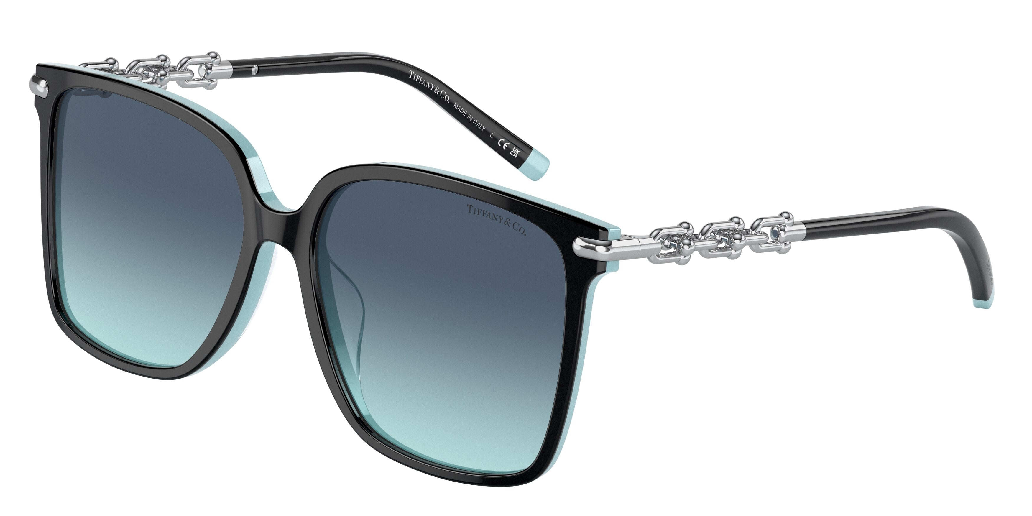 Tiffany TF4194D Square Sunglasses  80559S-Black On Tiffany Blue 58-145-16 - Color Map Black
