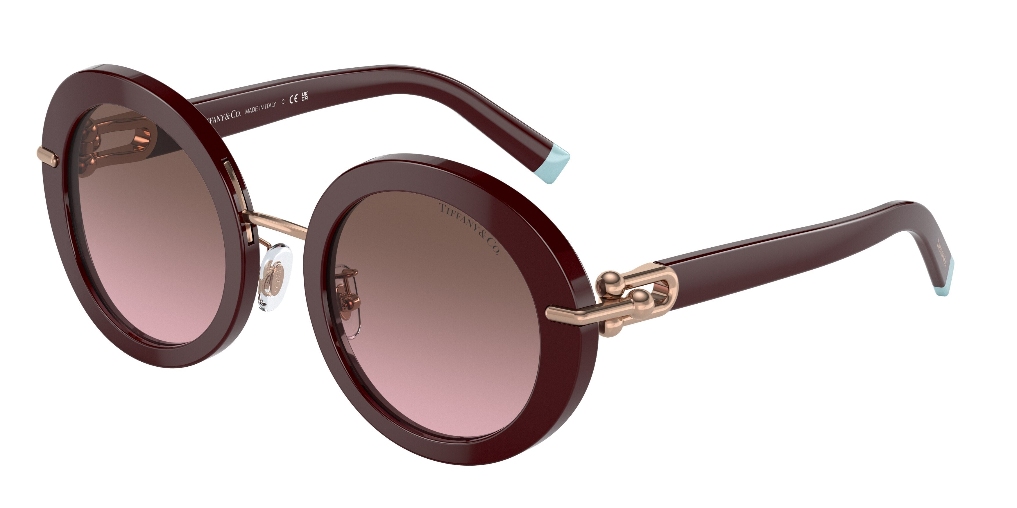 Tiffany TF4201 Round Sunglasses  83549T-Solid Burgundy 50-140-24 - Color Map Red