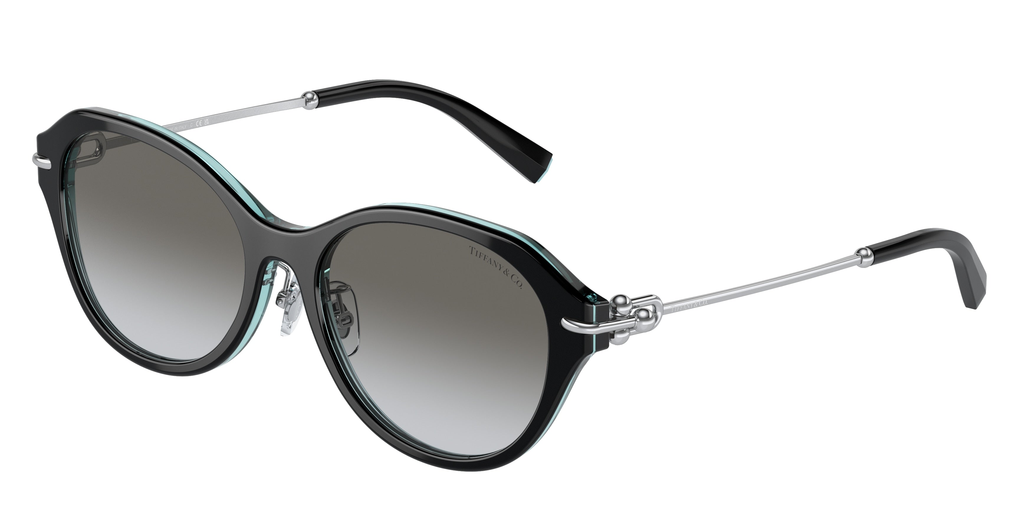 Tiffany TF4210D Oval Sunglasses  82853C-Black On Crystal Tiffany Blue 54-140-17 - Color Map Black