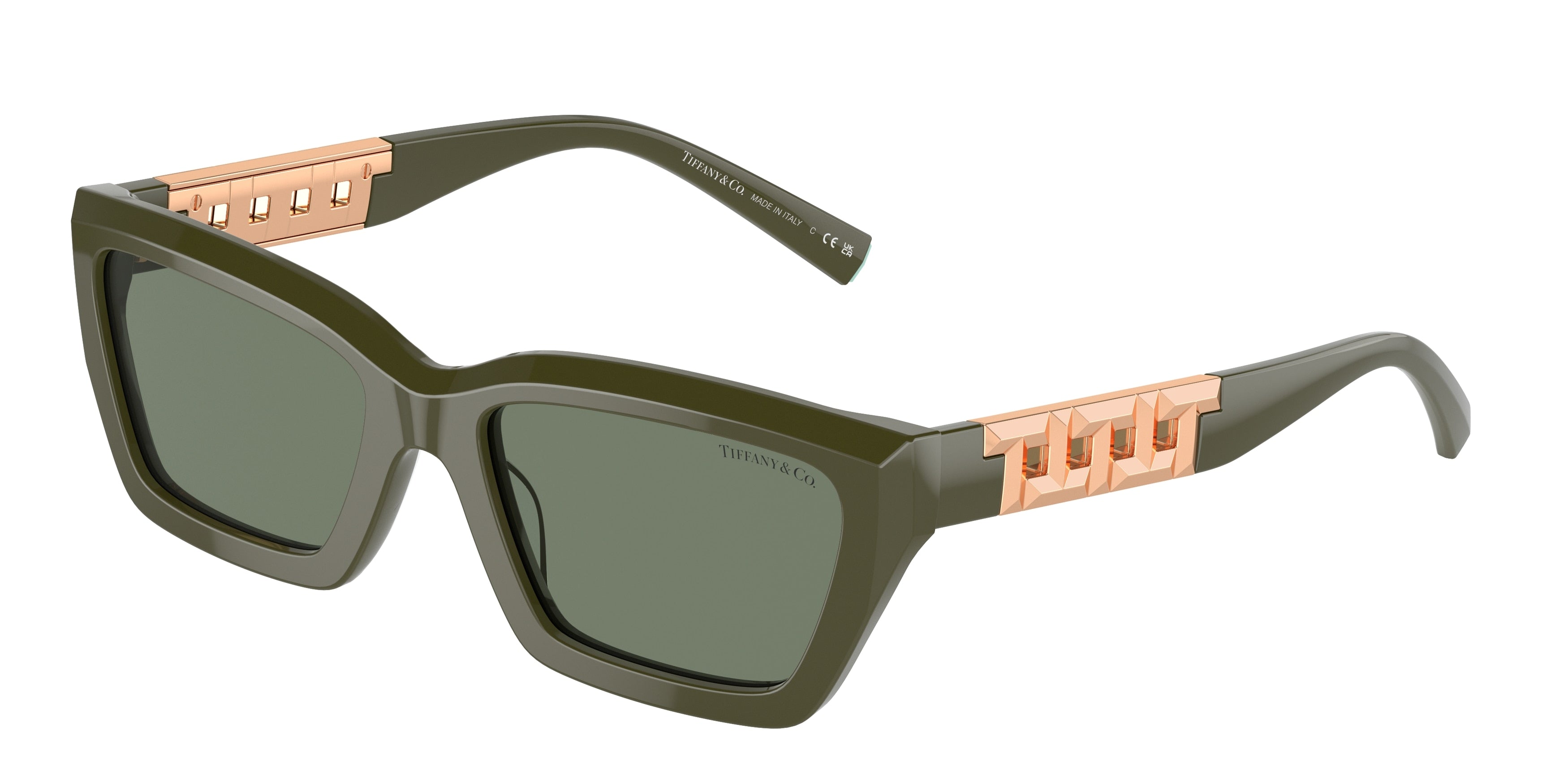 Tiffany TF4213 Rectangle Sunglasses  839882-Green 54-140-18 - Color Map Green