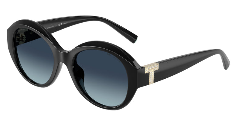 Tiffany TF4227BU Round Sunglasses  80014U-Black 53-140-19 - Color Map Black