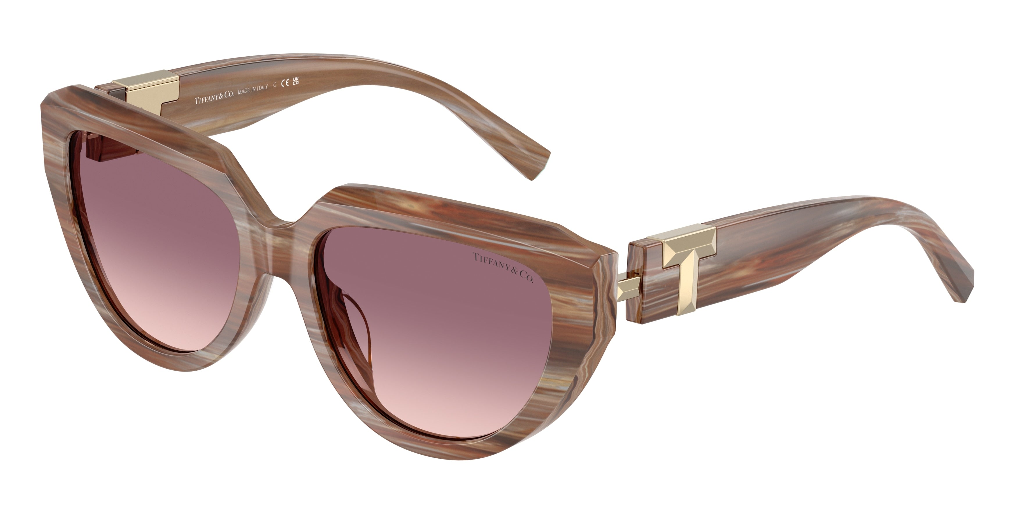 Tiffany TF4238U Pillow Sunglasses  84358D-Striped Topaz 55-140-17 - Color Map Brown