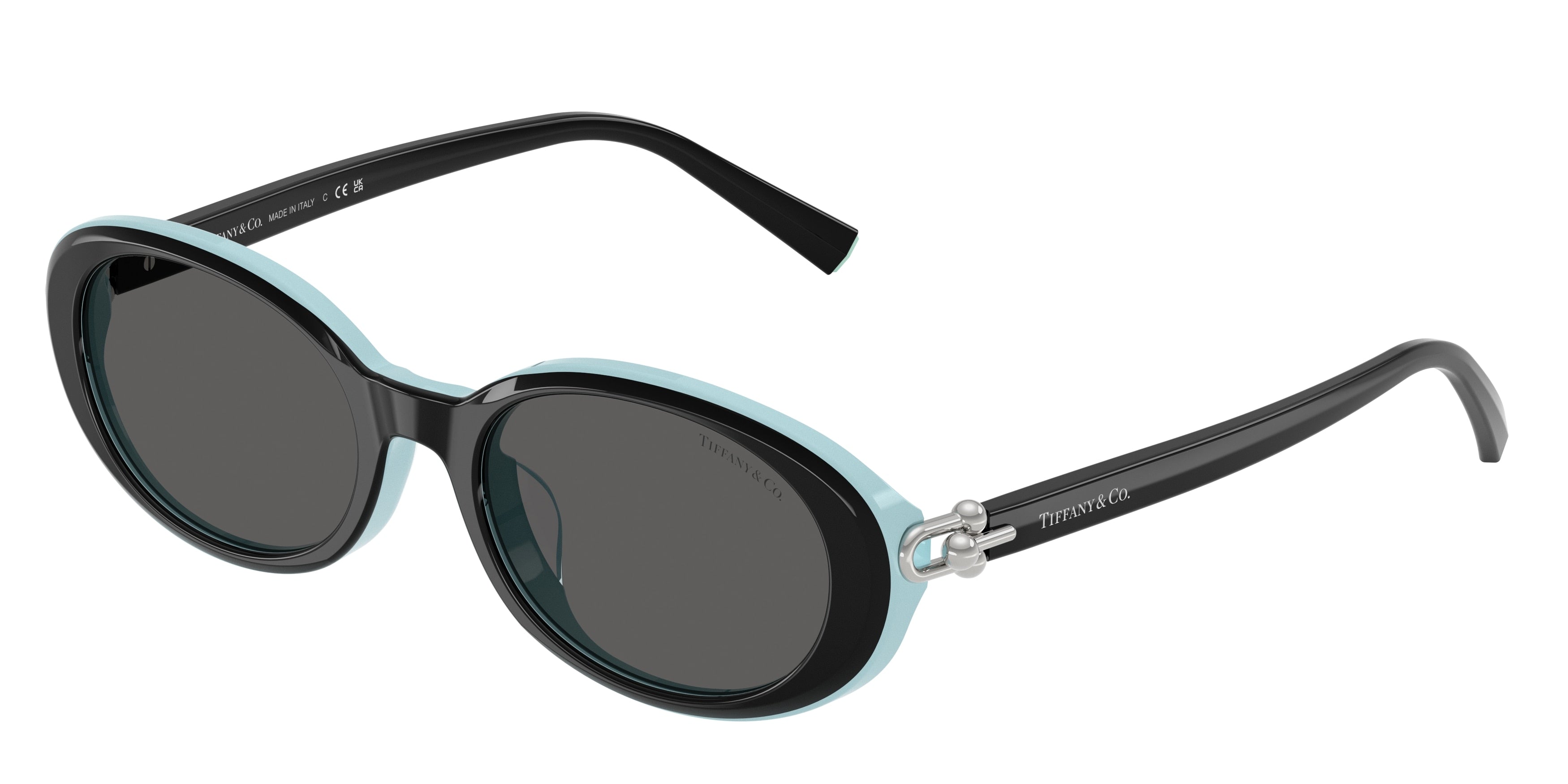 Tiffany TF4242D Oval Sunglasses  8055S4-Black On Tiffany Blue 54-140-19 - Color Map Black