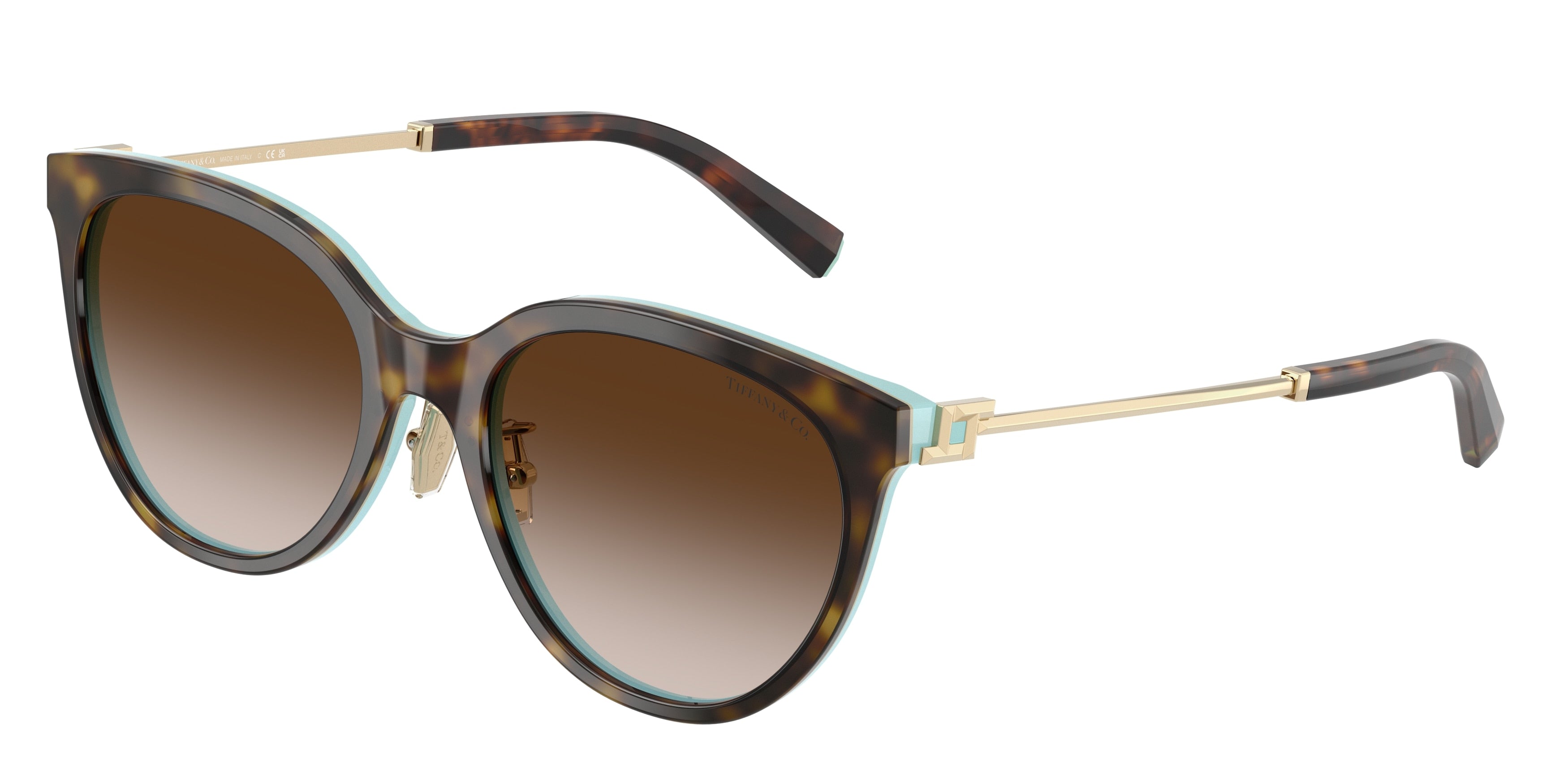 Tiffany TF4243D Round Sunglasses  81343B-Havana On Tiffany Blue 55-145-19 - Color Map Brown