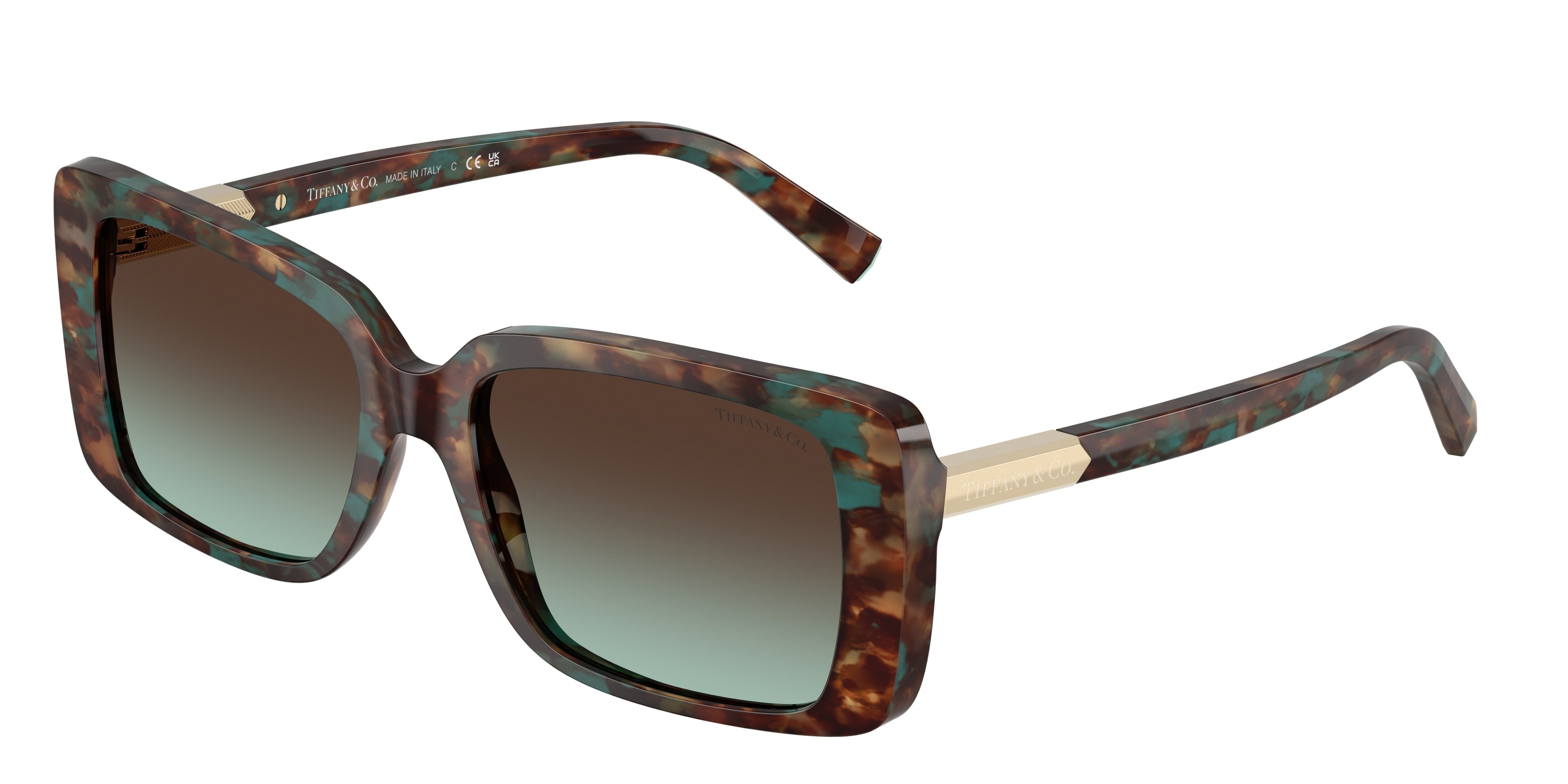 Tiffany TF4249F Rectangle Sunglasses  84425D-Brown Tiffany Havana 55-140-17 - Color Map Tortoise