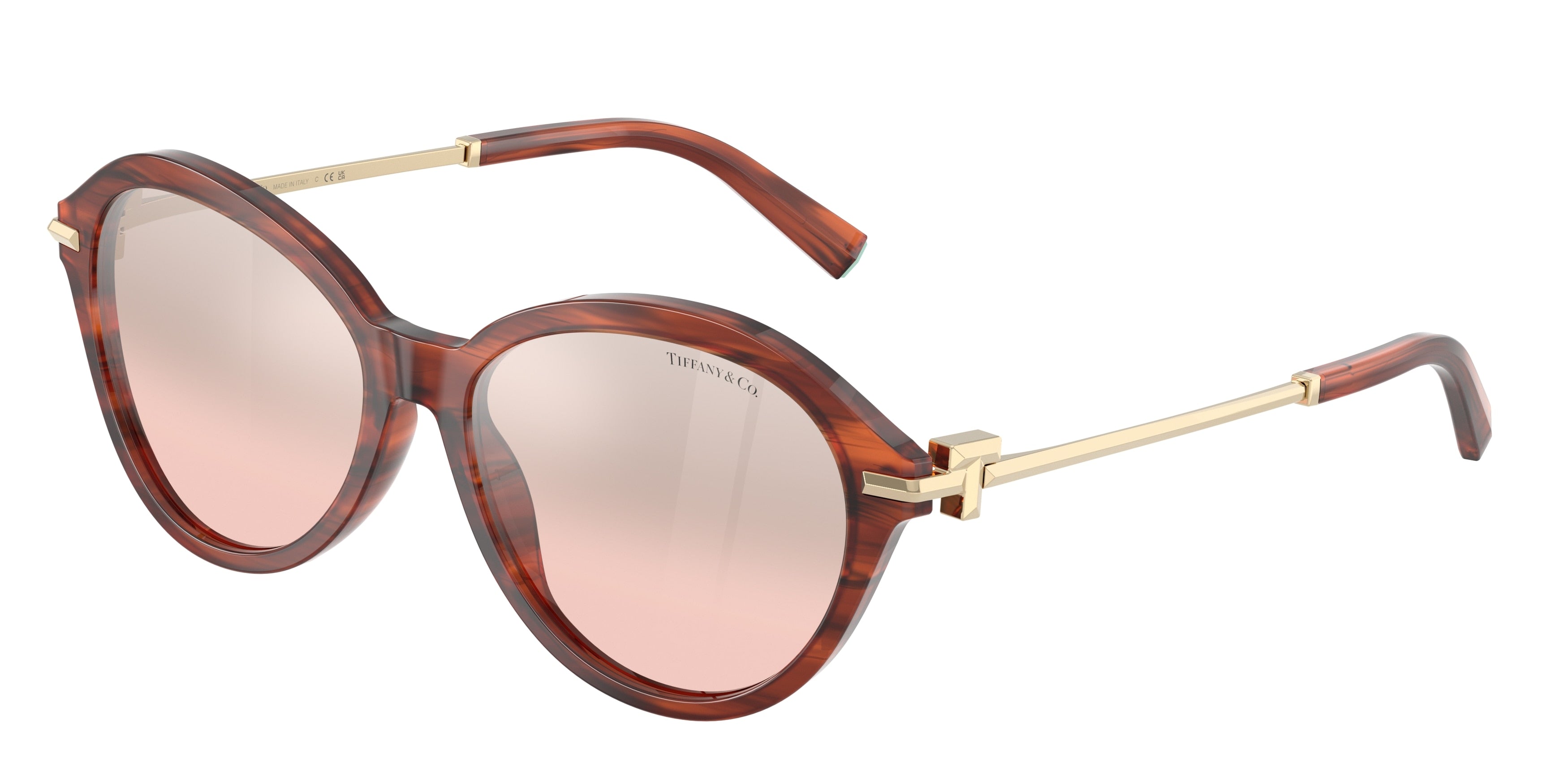 Tiffany TF4259 Round Sunglasses  84407E-Ruby Striped Havana 56-140-16 - Color Map Tortoise