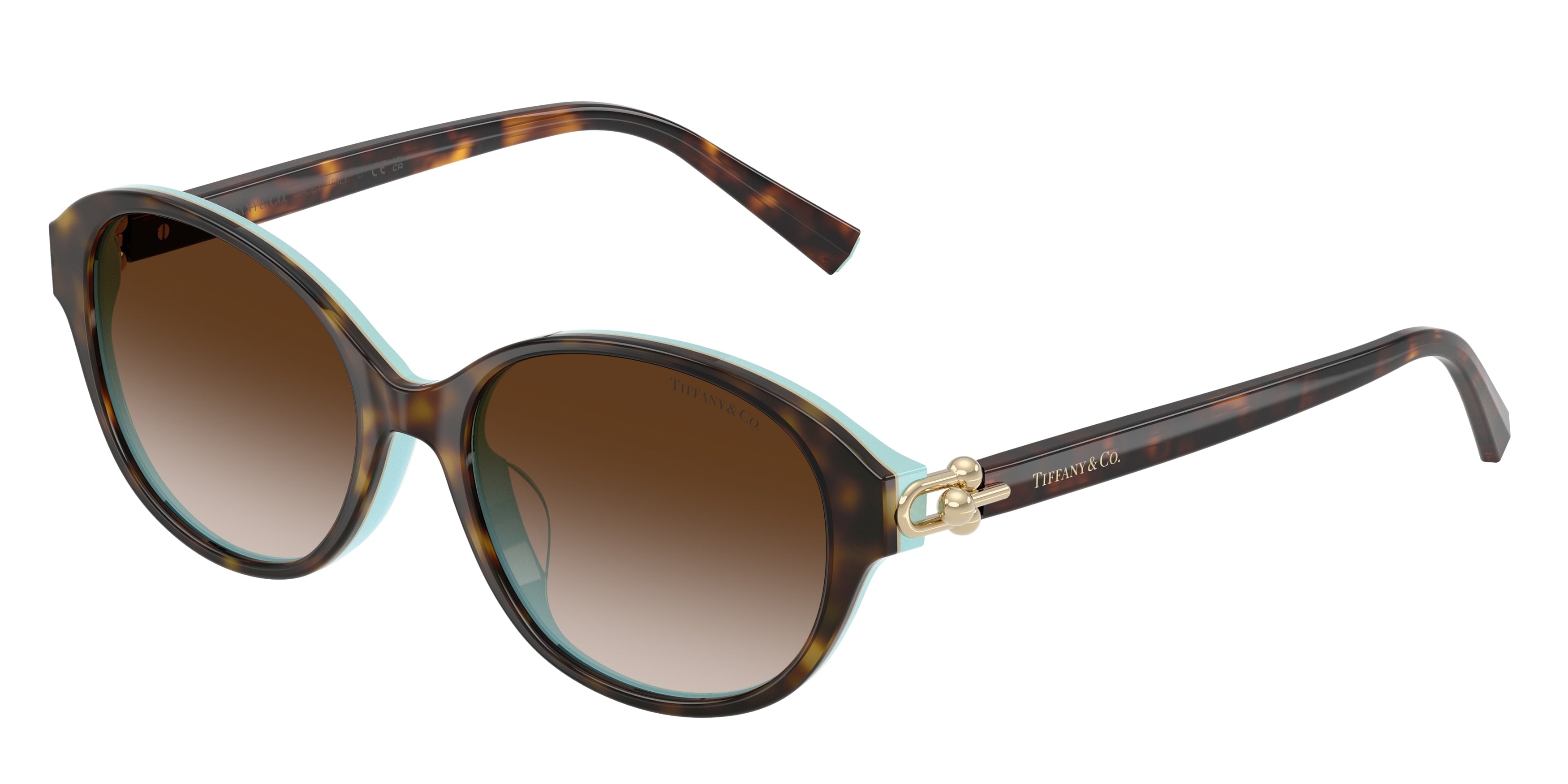 Tiffany TF4263D Round Sunglasses  81343B-Havana On Tiffany Blue 54-140-17 - Color Map Brown