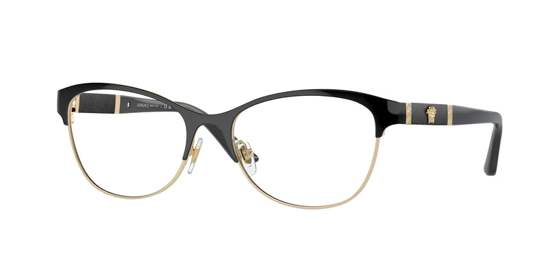 Versace VE1233Q Irregular Eyeglasses  1366-Black/Pale Gold 53-140-17 - Color Map Black