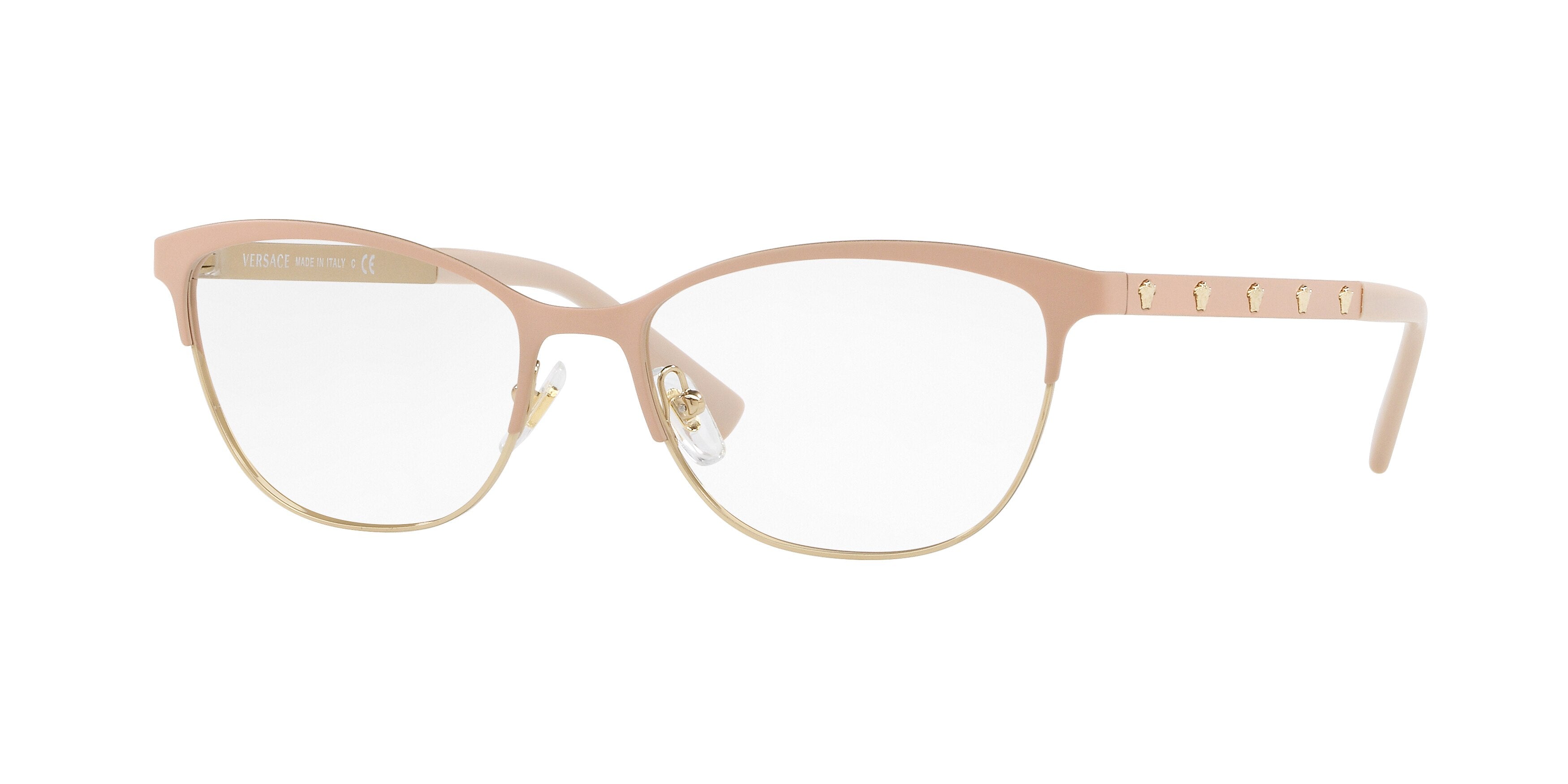 Versace VE1251 Cat Eye Eyeglasses  1424-Pink/Pale Gold 53-140-16 - Color Map Pink
