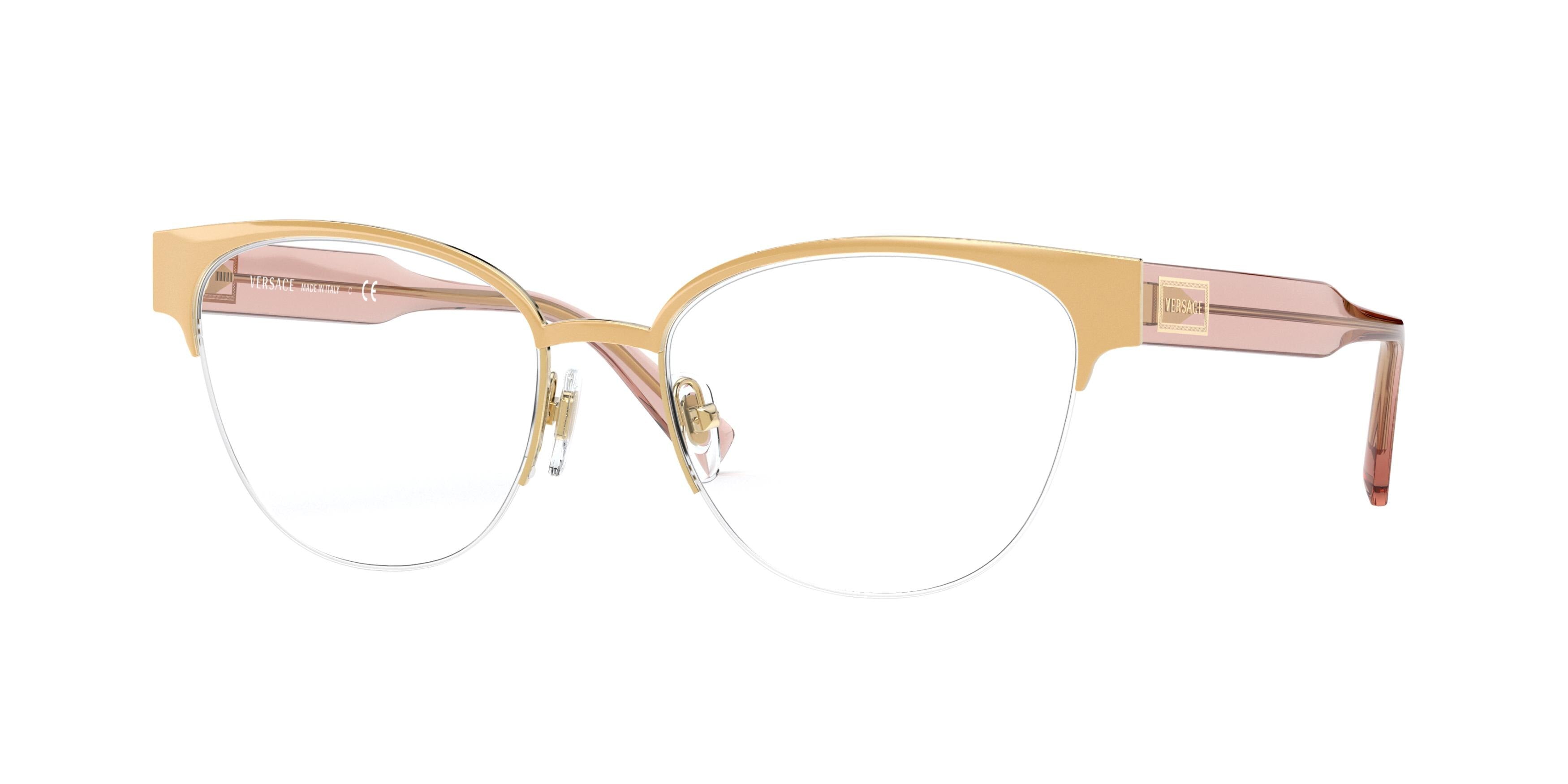Versace VE1265 Cat Eye Eyeglasses  1463-Gold 53-140-17 - Color Map Gold