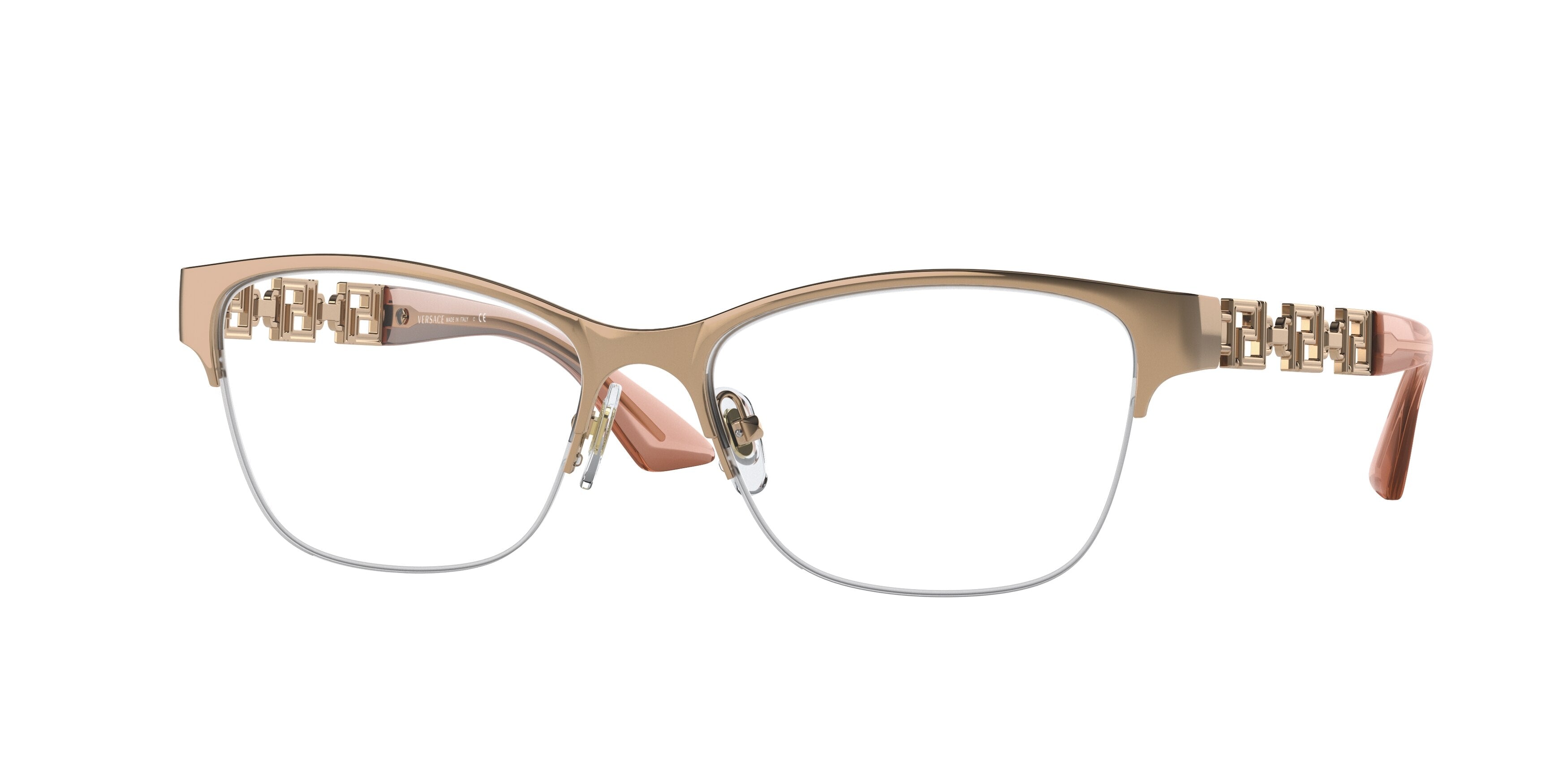 Versace VE1270 Pillow Eyeglasses  1412-Rose Gold 54-140-16 - Color Map Gold