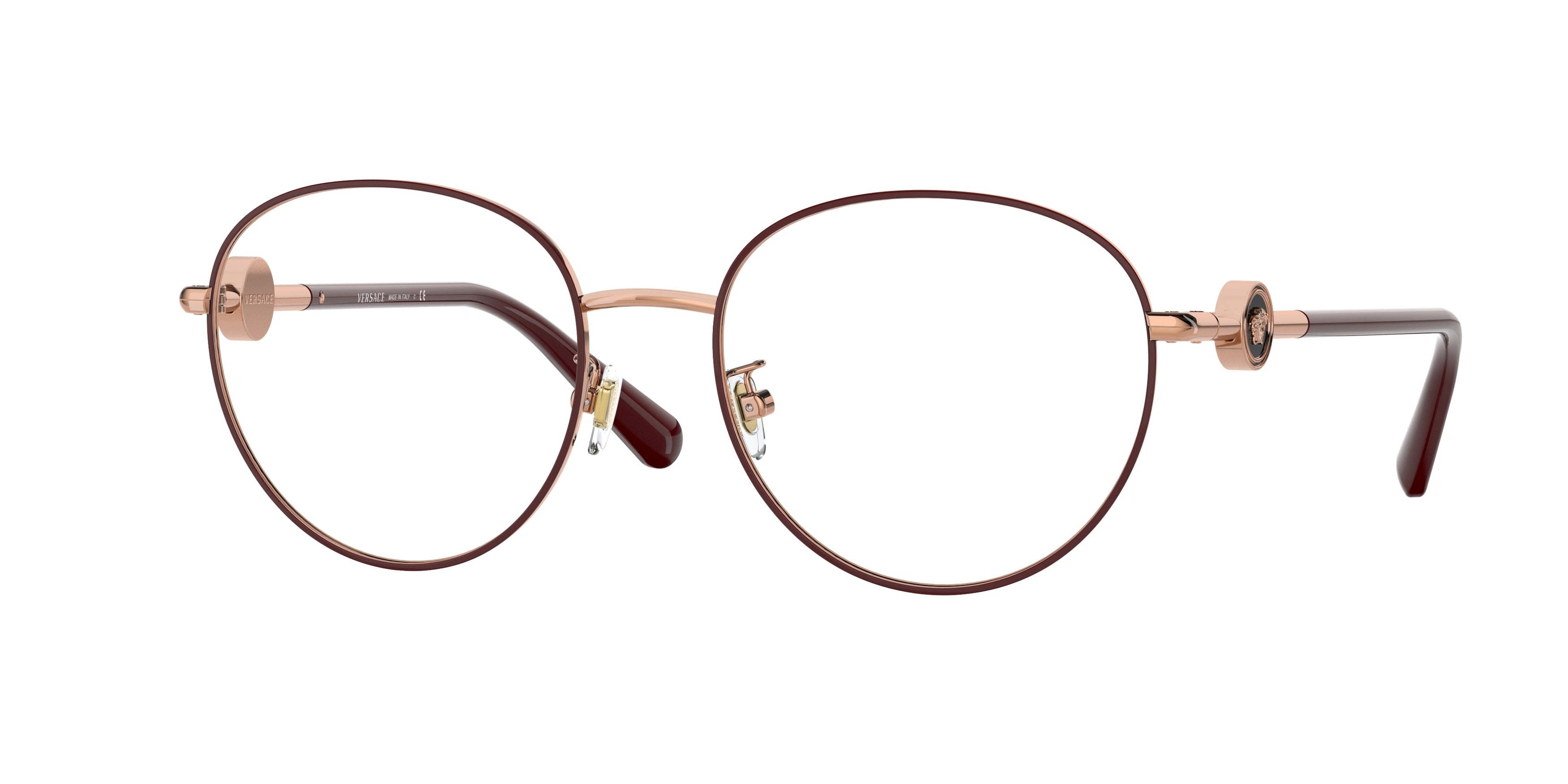 Versace VE1273D Pillow Eyeglasses  1467-Rose Gold/Bordeaux 54-140-18 - Color Map Gold