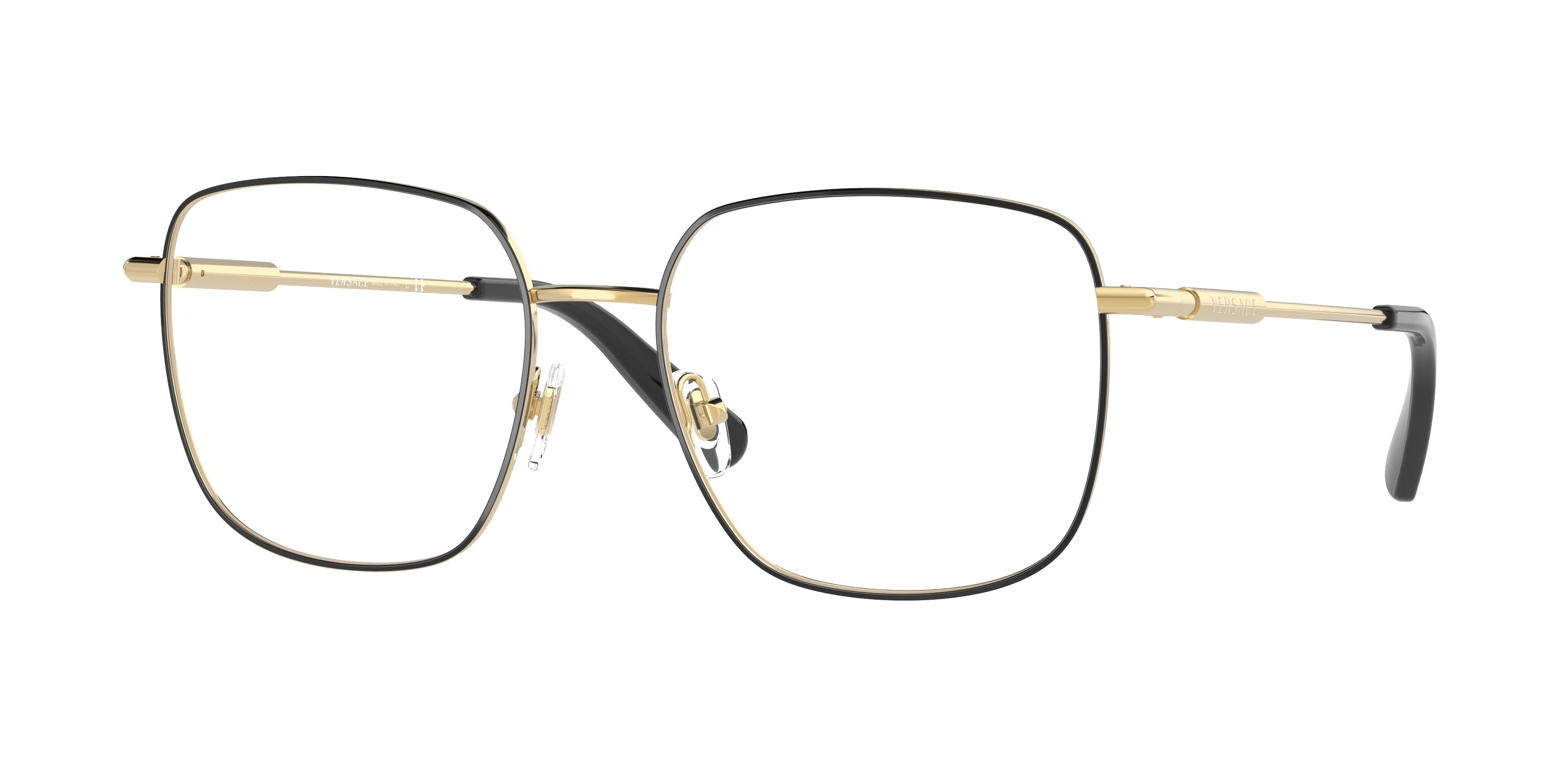 Versace VE1281 Square Eyeglasses  1433-Gold/Black 56-145-18 - Color Map Black