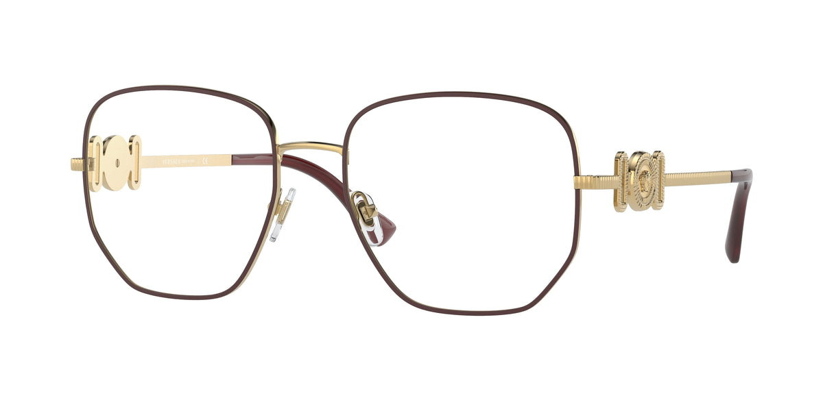 Versace VE1283 Irregular Eyeglasses  1480-Bordeaux/Gold 54-145-18 - Color Map Red