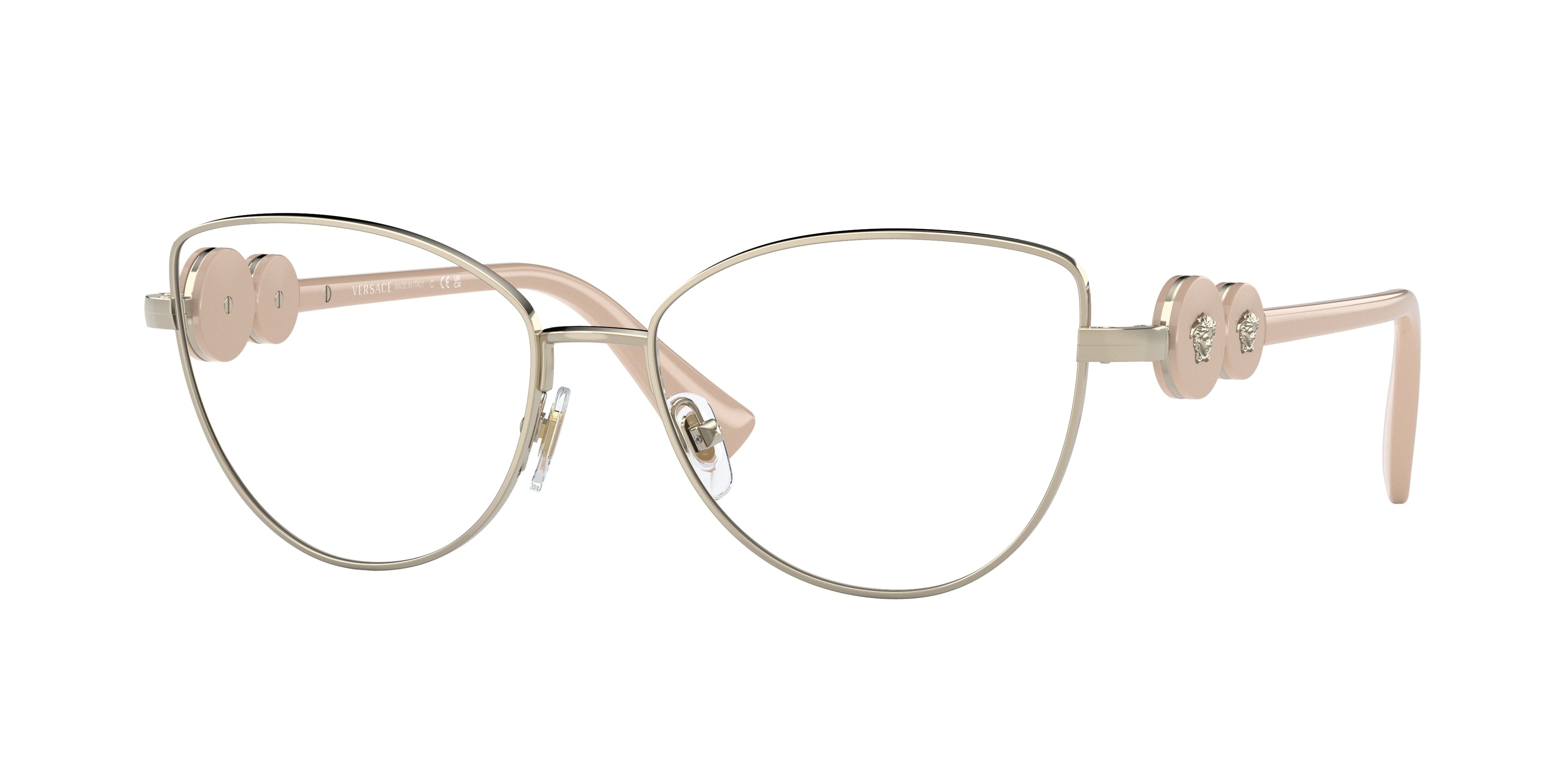 Versace VE1284 Cat Eye Eyeglasses  1490-Light Gold 55-145-16 - Color Map Gold