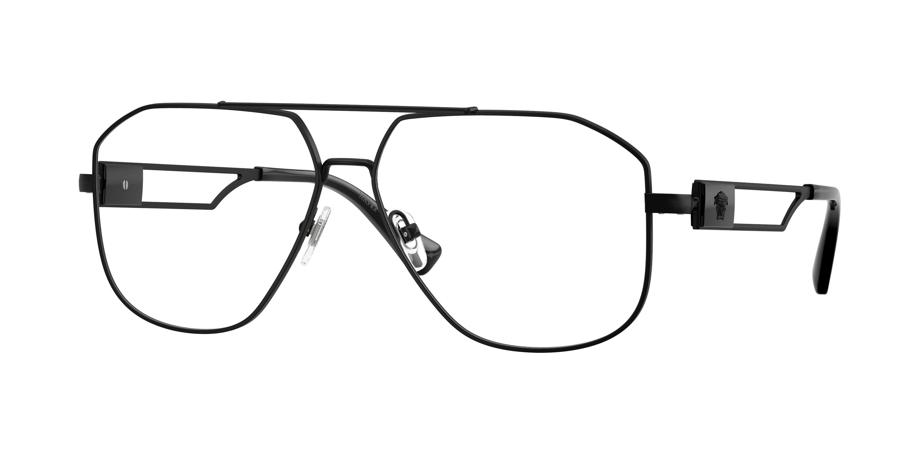 Versace VE1287 Pilot Eyeglasses  1261-Matte Black 59-145-13 - Color Map Black