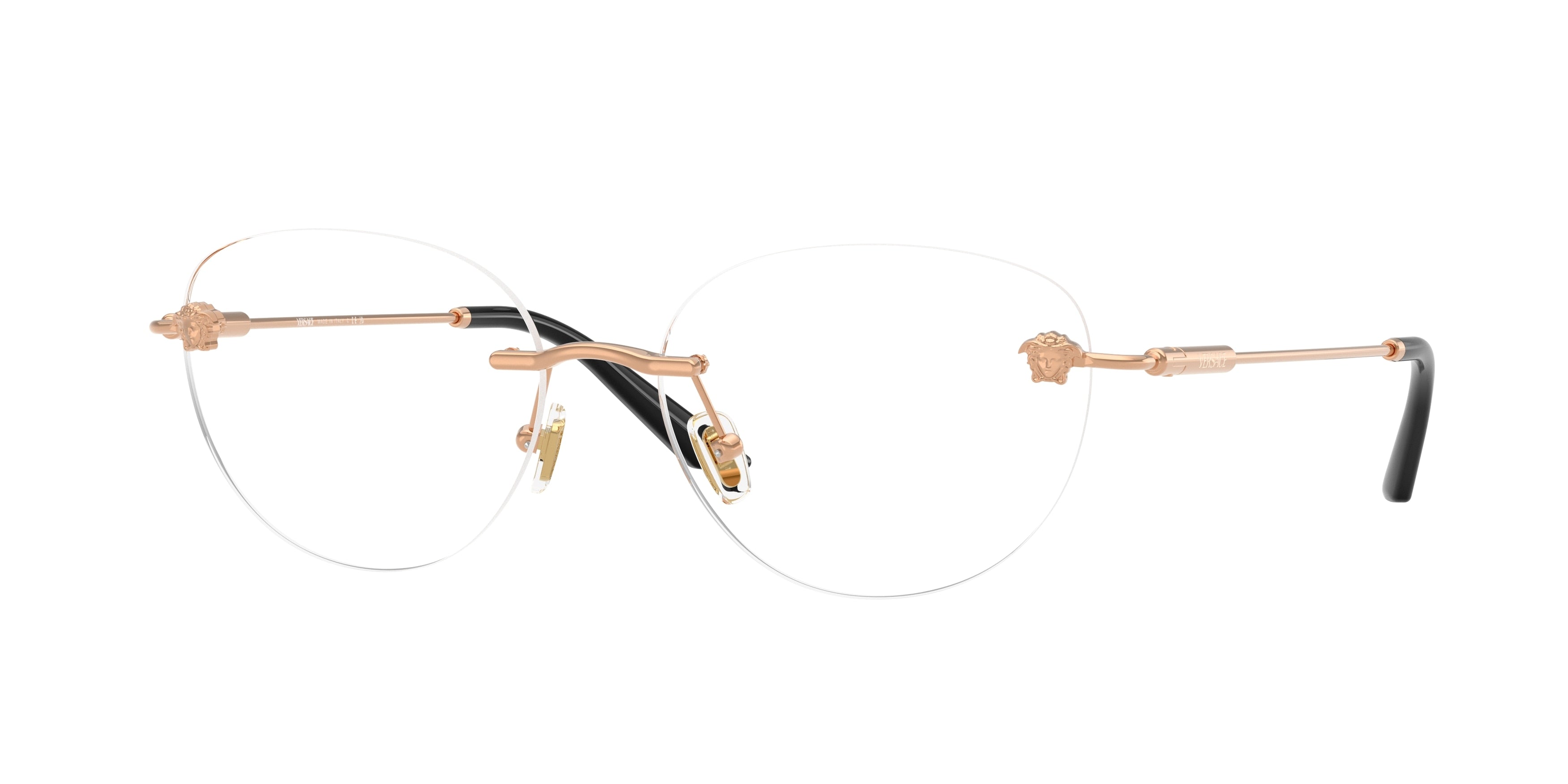 Versace VE1305 Round Eyeglasses  1412-Rose Gold 55-140-16 - Color Map Gold